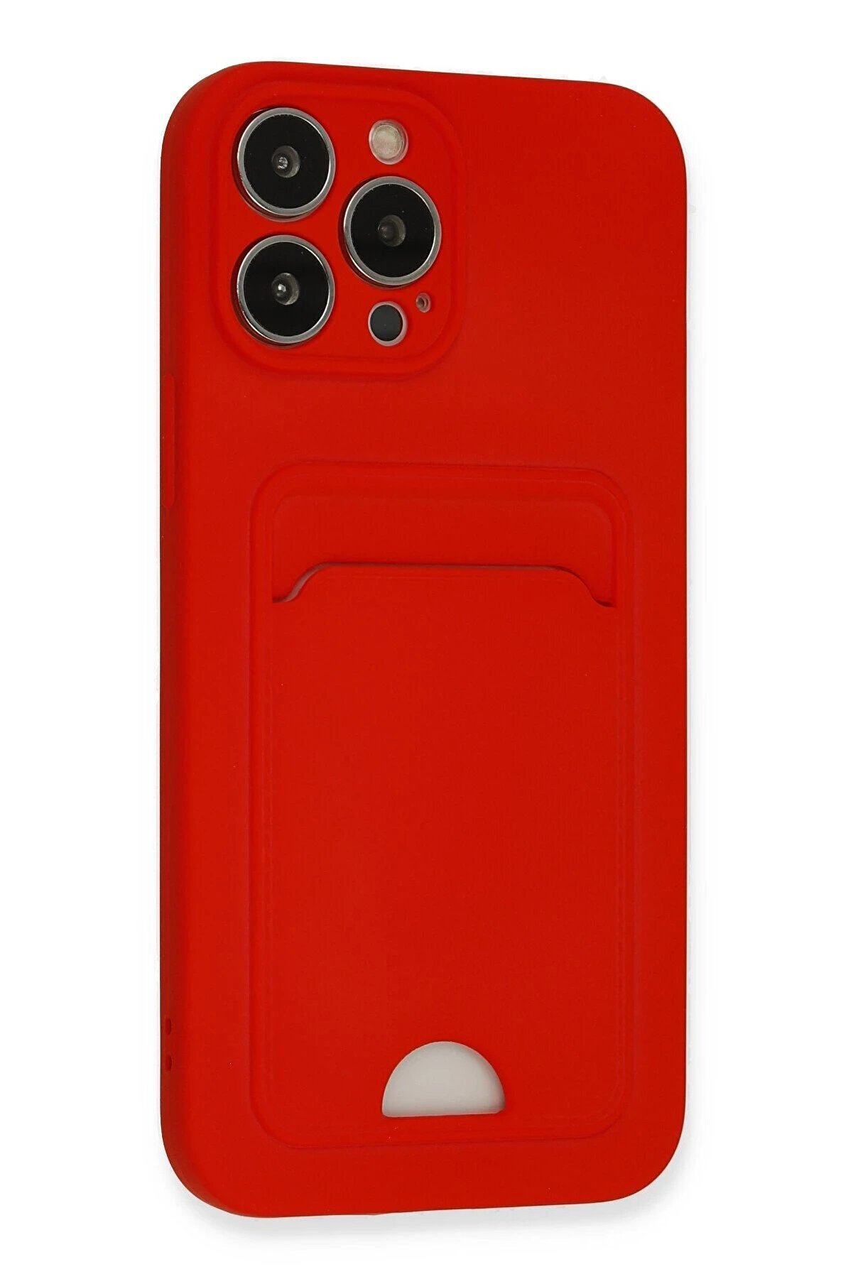 İphone 13 Pro Max Kılıf Kelvi̇n Kartvi̇zi̇tli̇ Si̇li̇kon - Kırmızı - Dropx1727-1418