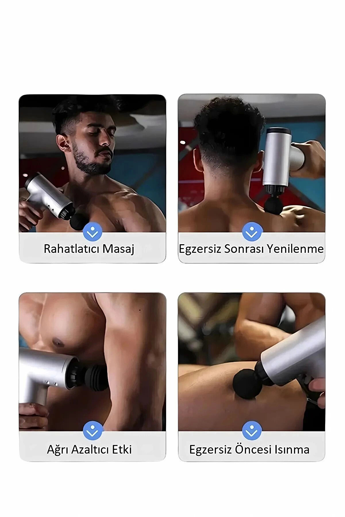 Yeni̇ Nesi̇l Masaj Tabancası 4 Başlıklı Sporcu Şarjlı Kablosuz Omuz Bacak Ayak Renk Seçi̇lemez