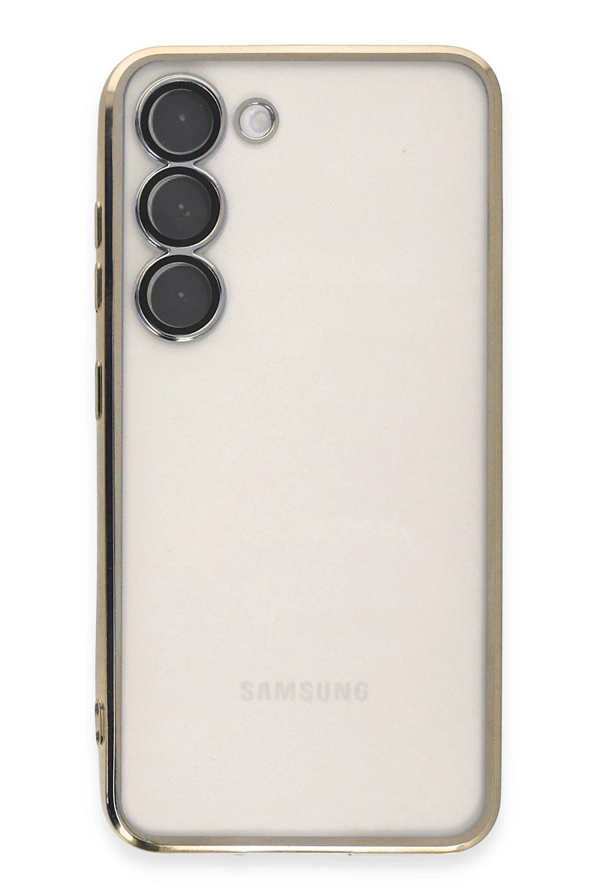 Samsung Galaxy S23 Kılıf Lensli̇ Si̇li̇kon - Gold - Dropx9153-8643