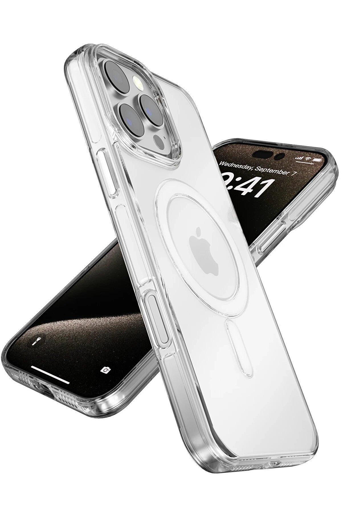 İphone 15 Pro Gleam Pc Sert Magsafe Kılıf - Şeffaf-Si̇yah - Dropx8829-6904