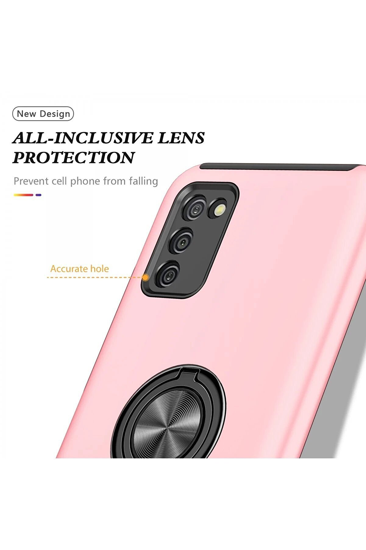 Samsung Galaxy A02S Kılıf Eli̇t Yüzüklü Kapak - Pembe - Dropx9010-6510