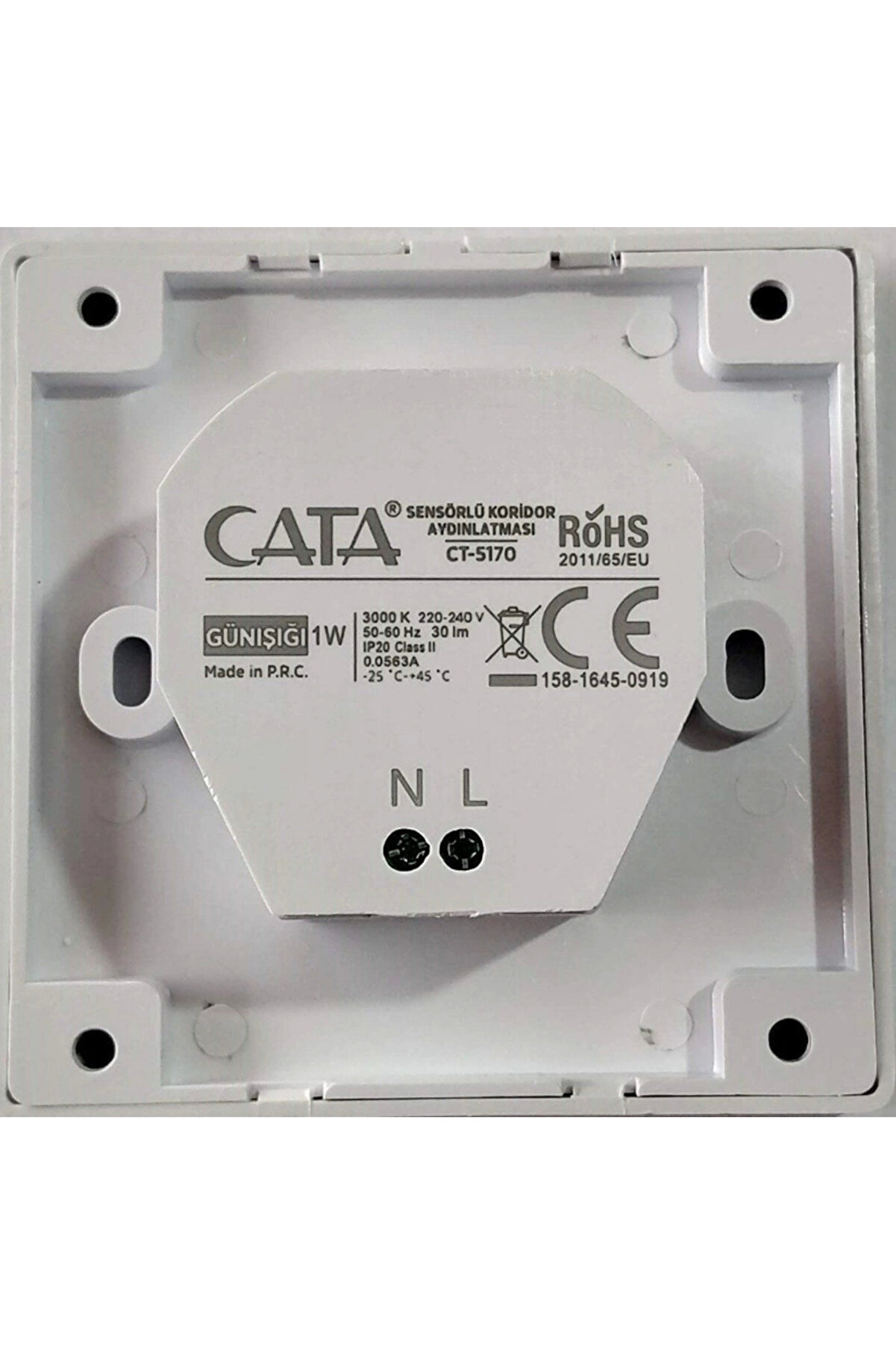 Cata Ct 5170 1W Beyaz Kasa Sensörlü Kori̇dor Aydınlatması 3200K Gün Işığı