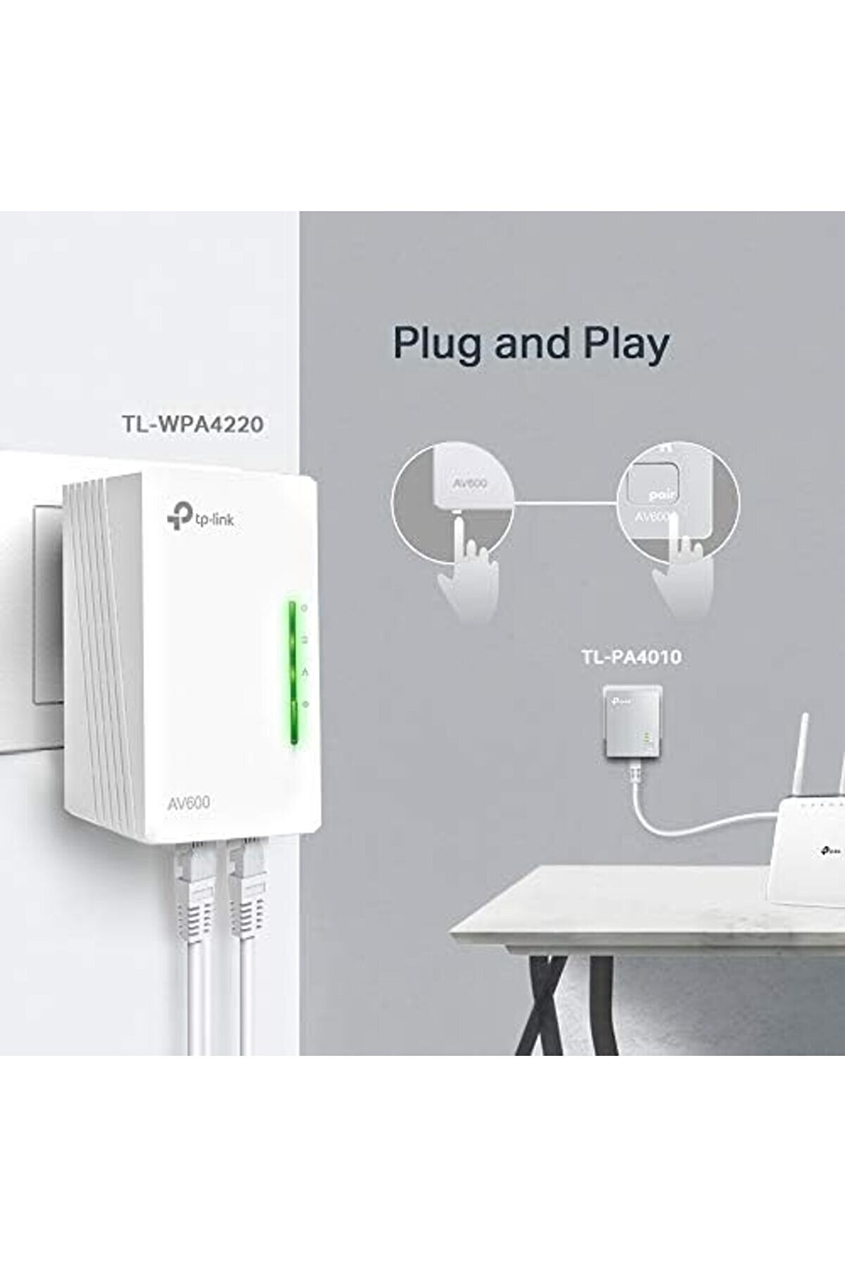 Goldwhi̇rl Tl-Wpa4220Kıt 300Mbps Av600 Wi̇-Fi̇ Powerli̇ne Extender Başlangı&ccedil; Ki̇ti̇, Kablosuz Menzi̇l Geni̇ş