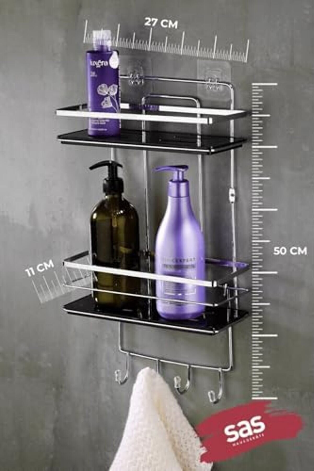 Ynsshopi̇ng Haus Yapışkanlı Ömür Boyu Paslanmaz Ayarlanabi̇li̇r Raf Düzenleyi̇ci̇ Şampuanlık Lş-02 Kskk N