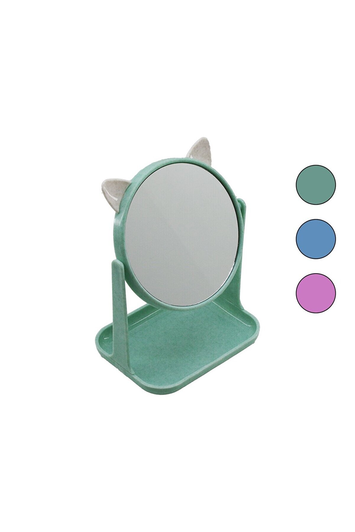 Go İthalat 6 İn&ccedil; - 15Cm Yuvarlak Kulaklı Makyaj Aynası Renkli̇ Plasti̇k Takılık Sepetli̇=12X15.5Cm