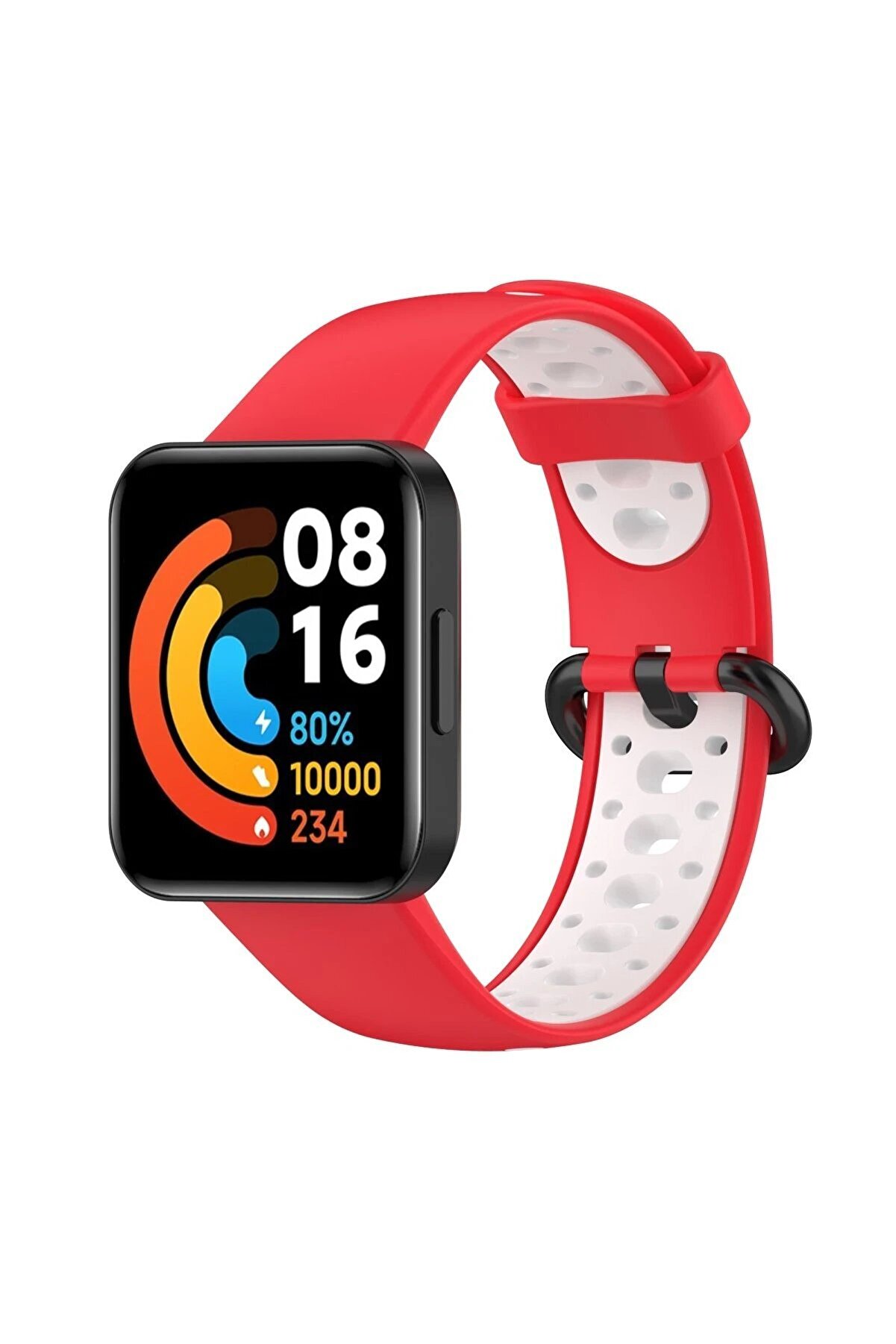 CepteToptan Xiaomi Redmi Watch 2 Spor Delikli Kordon - Kırmızı-Beyaz - DROPX2289-2436
