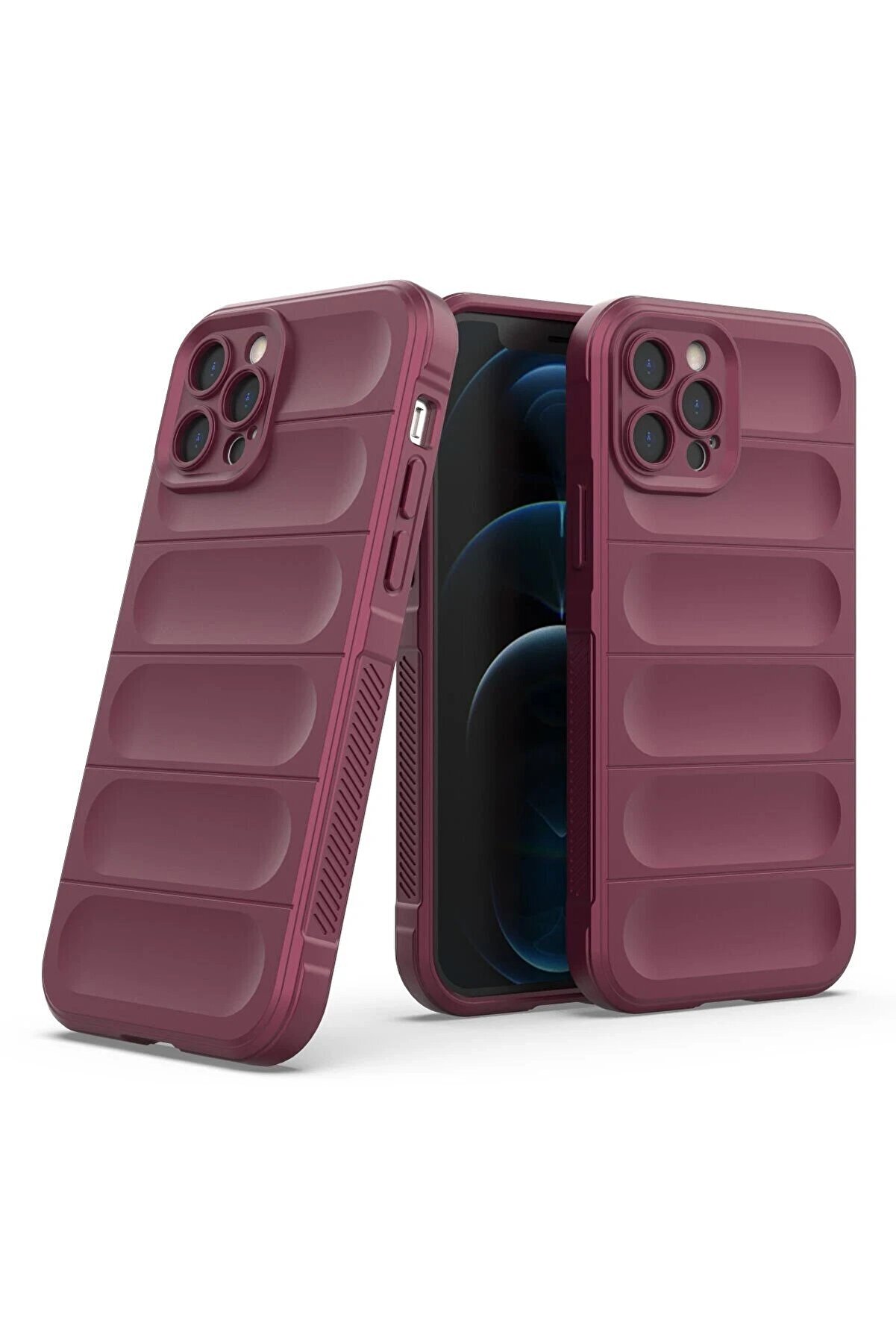 İphone 12 Pro Kılıf Opti̇mum Si̇li̇kon - Bordo - Dropx1424-7889