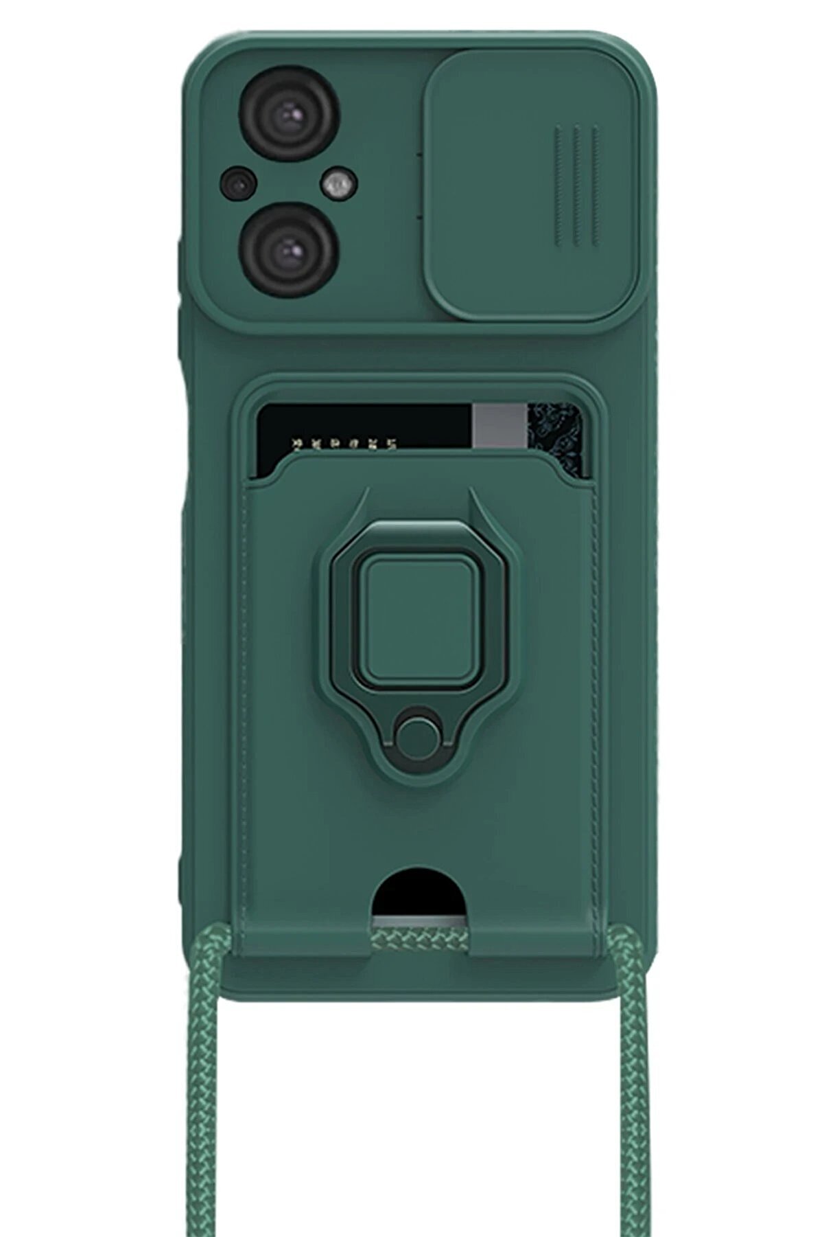 Xi̇aomi̇ Poco M5 Kılıf Zuma Kartvi̇zi̇tli̇ Yüzüklü Si̇li̇kon - Yeşi̇l - Dropx3869-6587