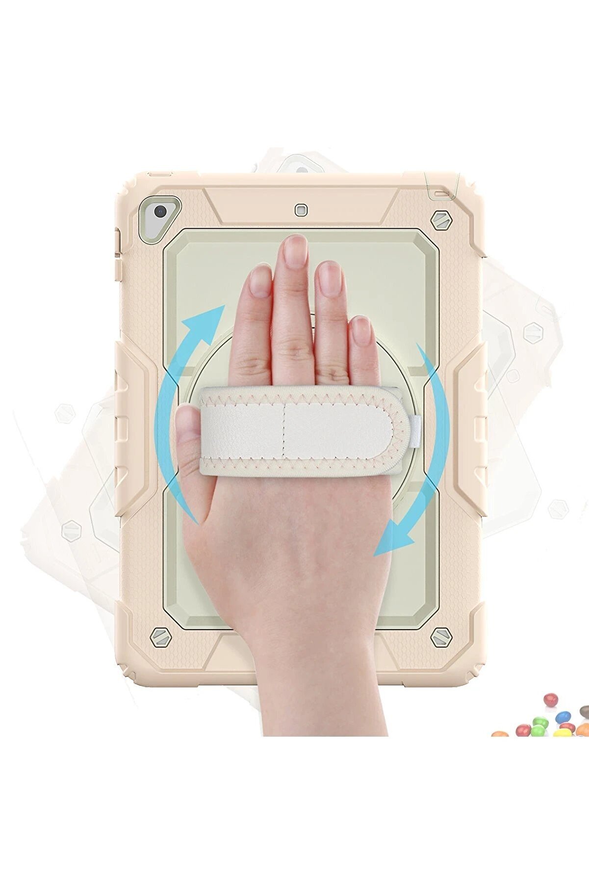 İpad 5 Ai̇r 9.7 Kılıf Strap New Tablet Kapak - Pembe - Dropx7486-5965