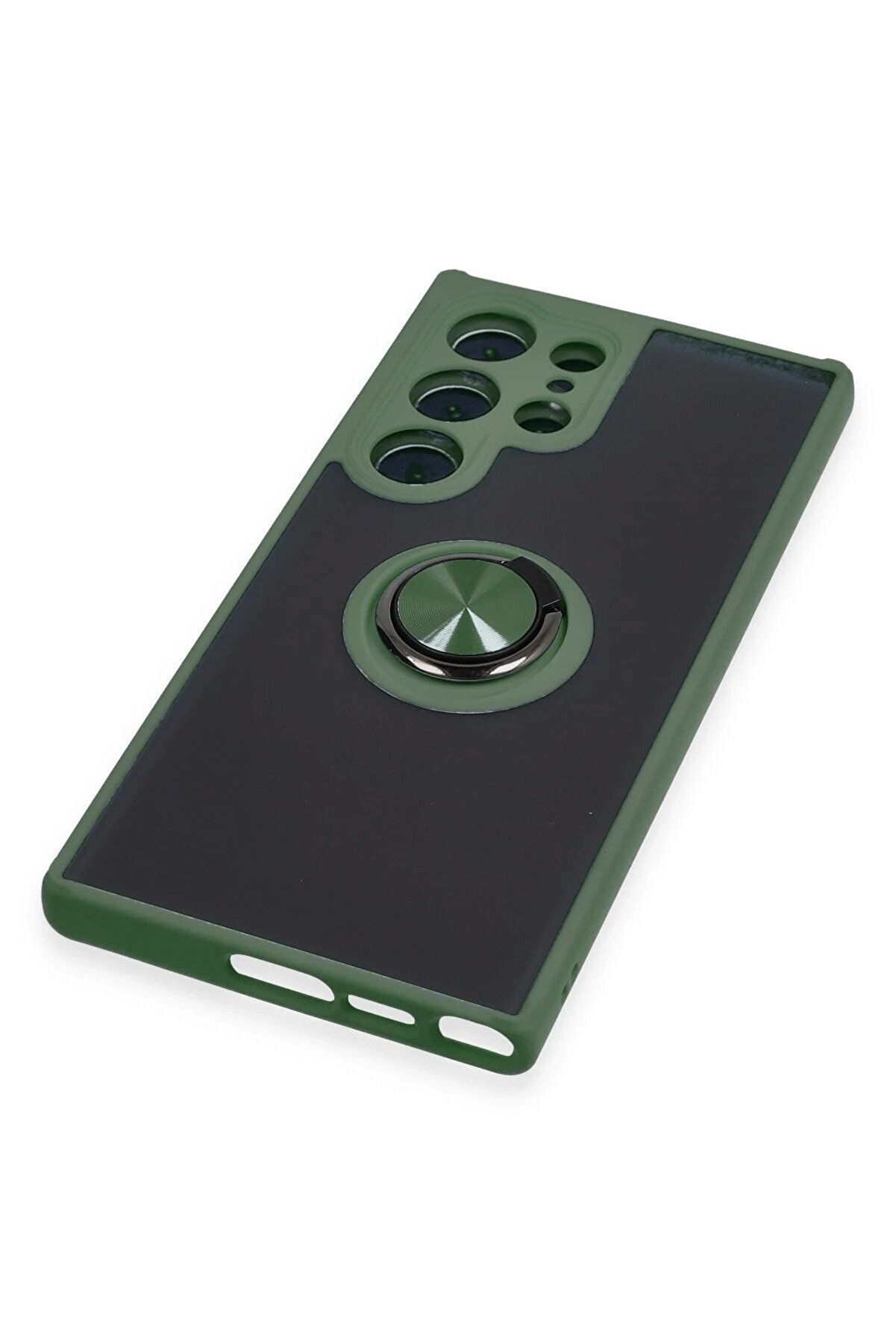 Samsung Galaxy S23 Ultra Kılıf Montreal Yüzüklü Si̇li̇kon Kapak - Yeşi̇l - Dropx5445-5429