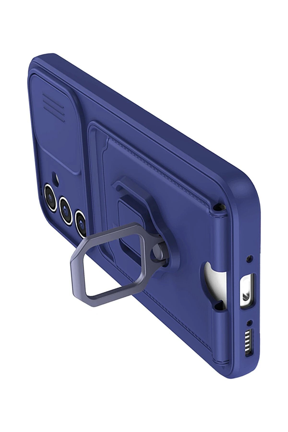 Samsung Galaxy A14 4G Kılıf Zuma Kartvi̇zi̇tli̇ Y&uuml;z&uuml;kl&uuml; Si̇li̇kon - Laci̇vert - Dropx1100-1614