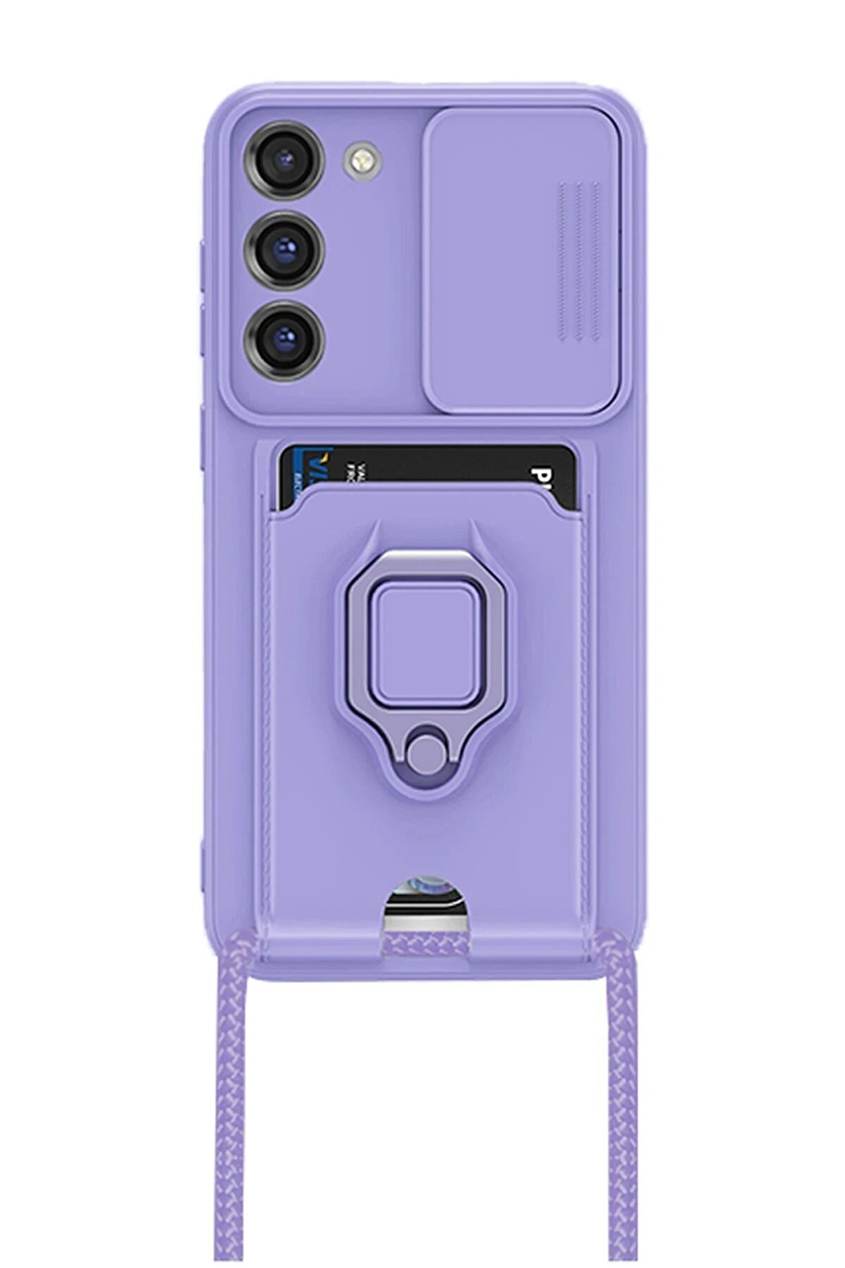 Samsung Galaxy S23 Plus Kılıf Zuma Kartvi̇zi̇tli̇ Y&uuml;z&uuml;kl&uuml; Si̇li̇kon - Li̇la - Dropx2525-6611