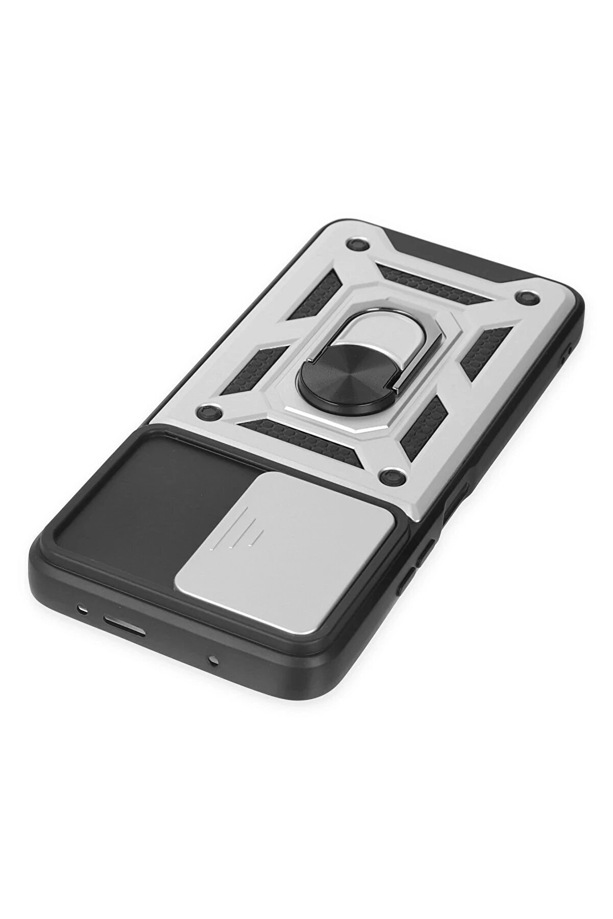 Xi̇aomi̇ Poco X3 Gt Kılıf Pars Lens Yüzüklü Si̇li̇kon - Gümüş - Dropx4749-3921