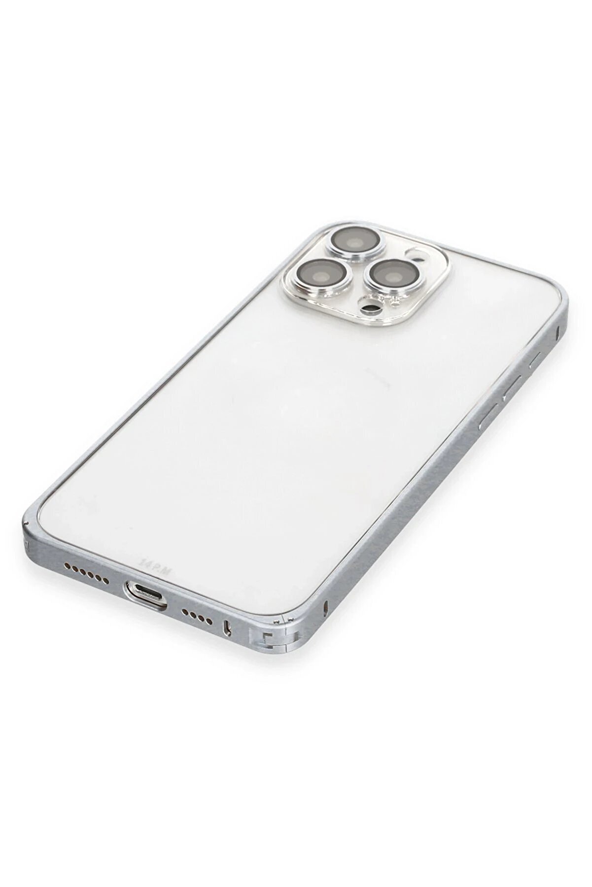 İphone 15 Pro Metal Bumper Mat Kapak - Gri̇ - Dropx6058-7081