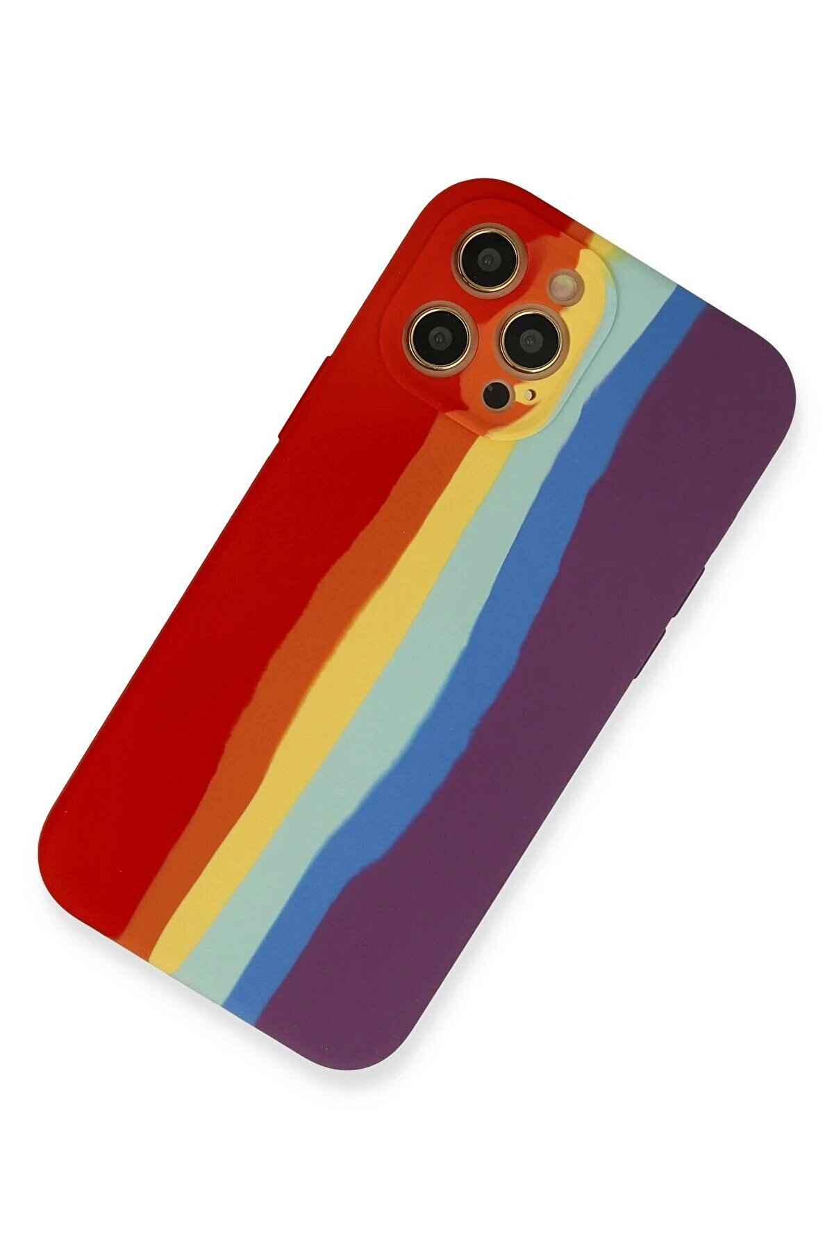 İphone 12 Pro Max Kılıf Ebruli̇ Lansman Si̇li̇kon - Kırmızı-Mor - Dropx1521-4466