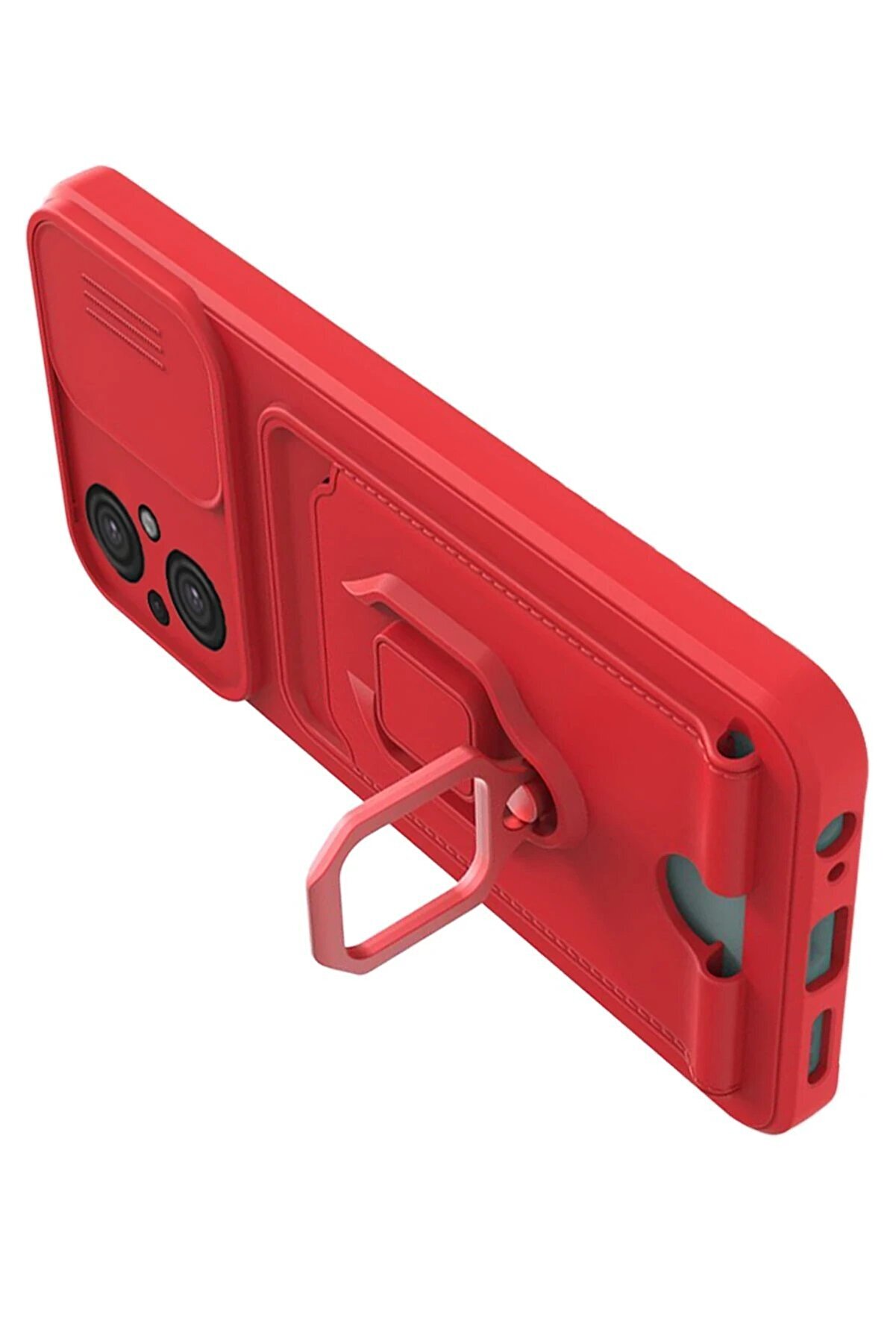 Xi̇aomi̇ Poco M5 Kılıf Zuma Kartvi̇zi̇tli̇ Y&uuml;z&uuml;kl&uuml; Si̇li̇kon - Kırmızı - Dropx9563-5965