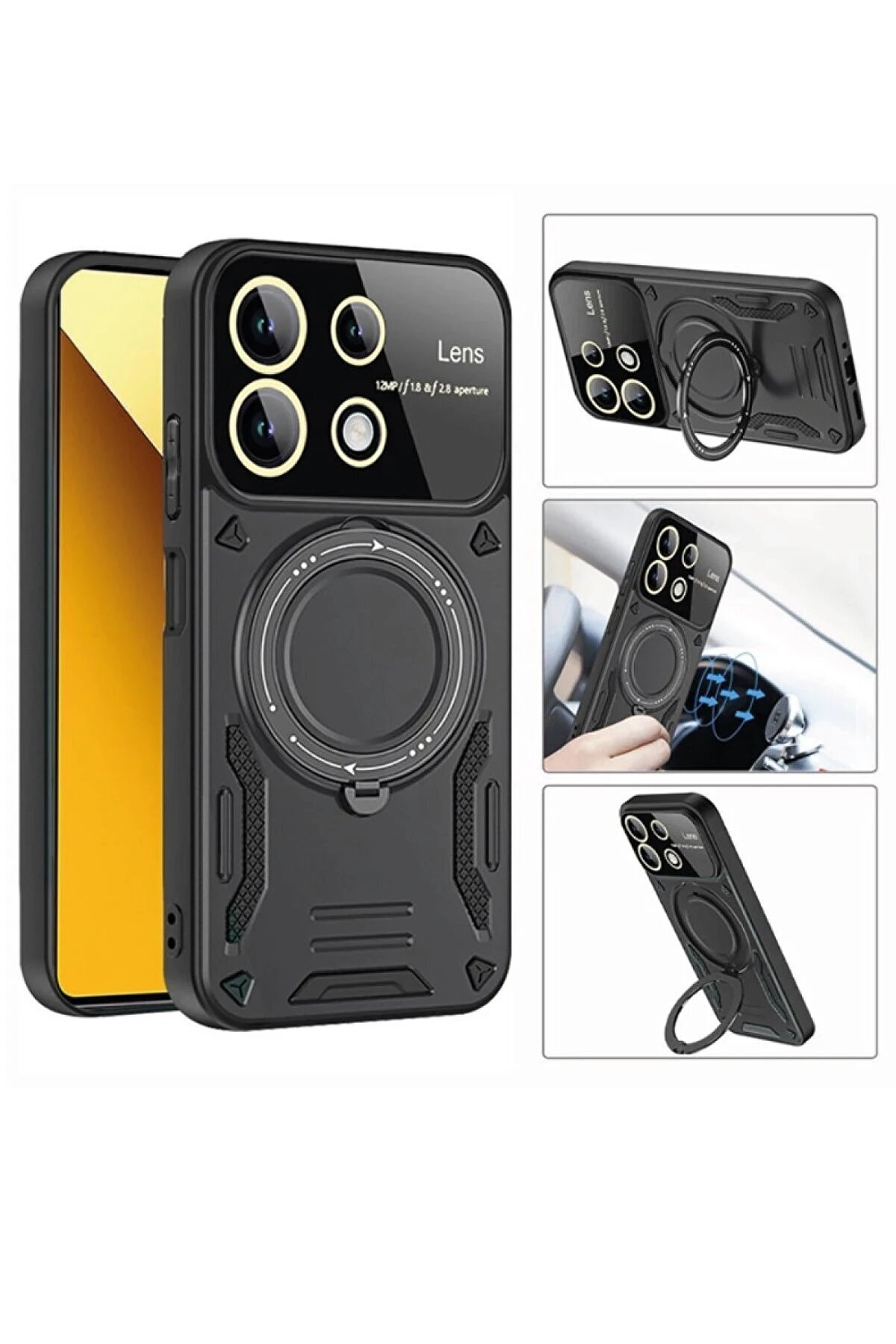 Xi̇aomi̇ Redmi̇ 13C Kılıf Joy Lens Standlı Kapak - Laci̇vert - Dropx3105-2627