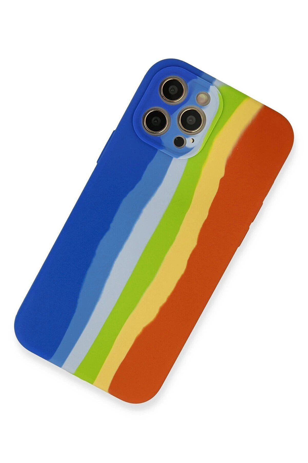 İphone 12 Pro Kılıf Ebruli̇ Lansman Si̇li̇kon - Mavi̇-Turuncu - Dropx9309-4676