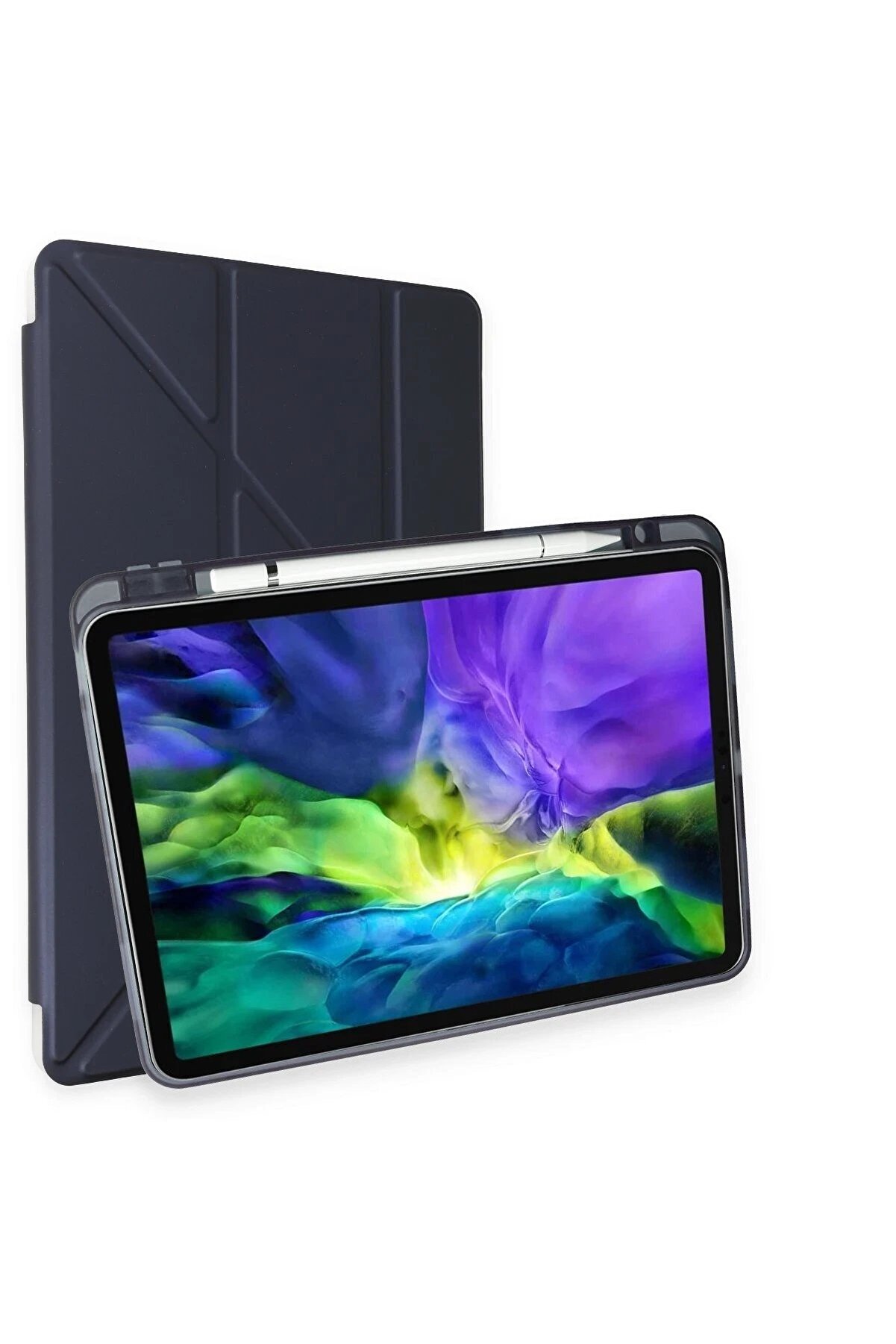 CepteToptan iPad Pro 11 (2024) Kılıf Kalemlikli Mars Tablet Kılıfı - Lacivert - DROPX7781-8790