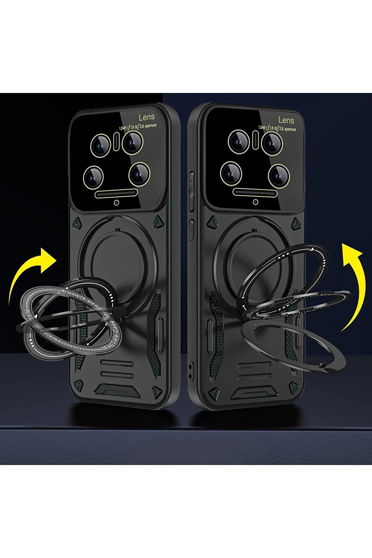 Xi̇aomi̇ Mi̇ 14 Ultra Kılıf Joy Lens Standlı Kapak - Kırmızı - Dropx2058-4904