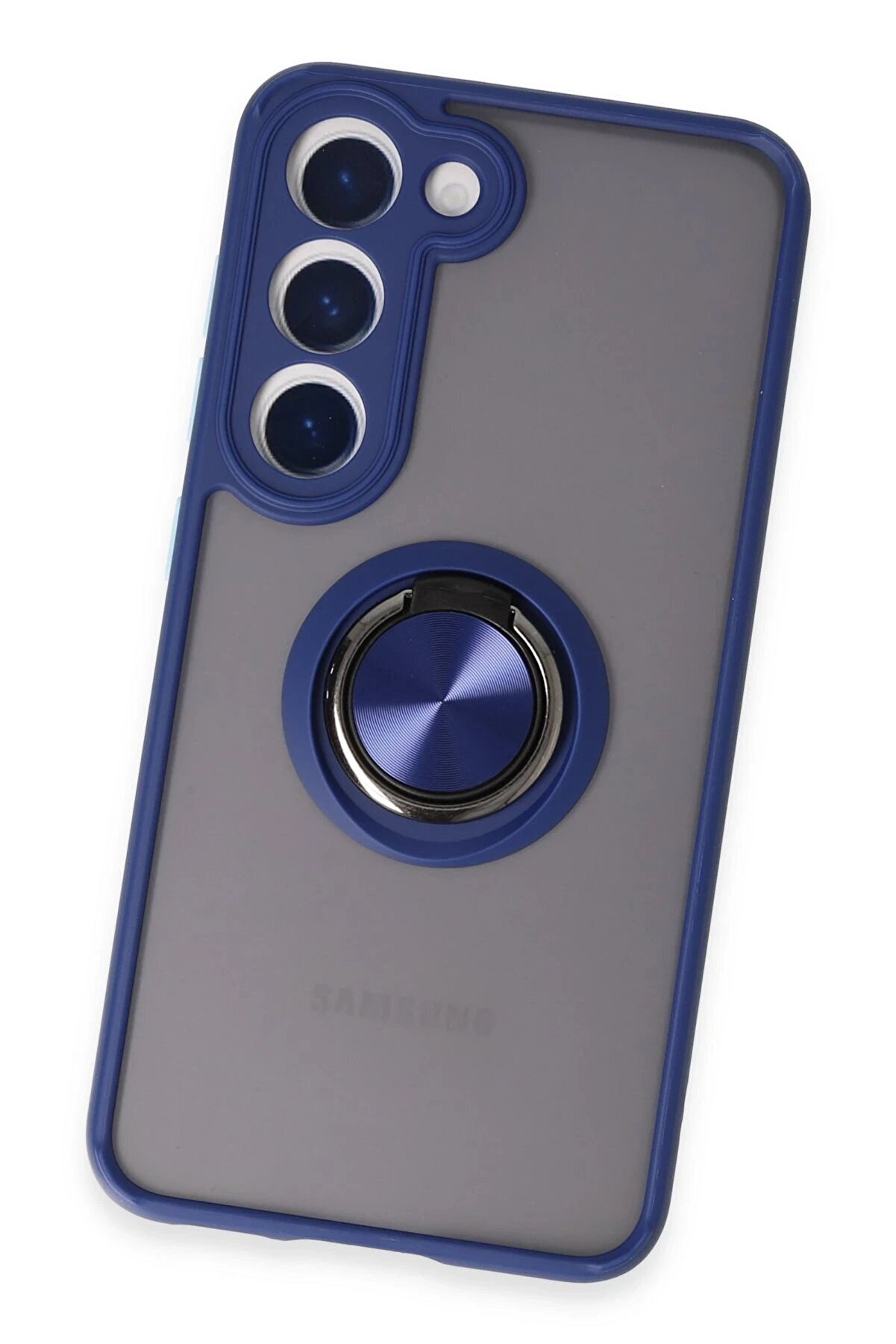 Samsung Galaxy S23 Kılıf Montreal Yüzüklü Si̇li̇kon Kapak - Laci̇vert - Dropx8187-2397