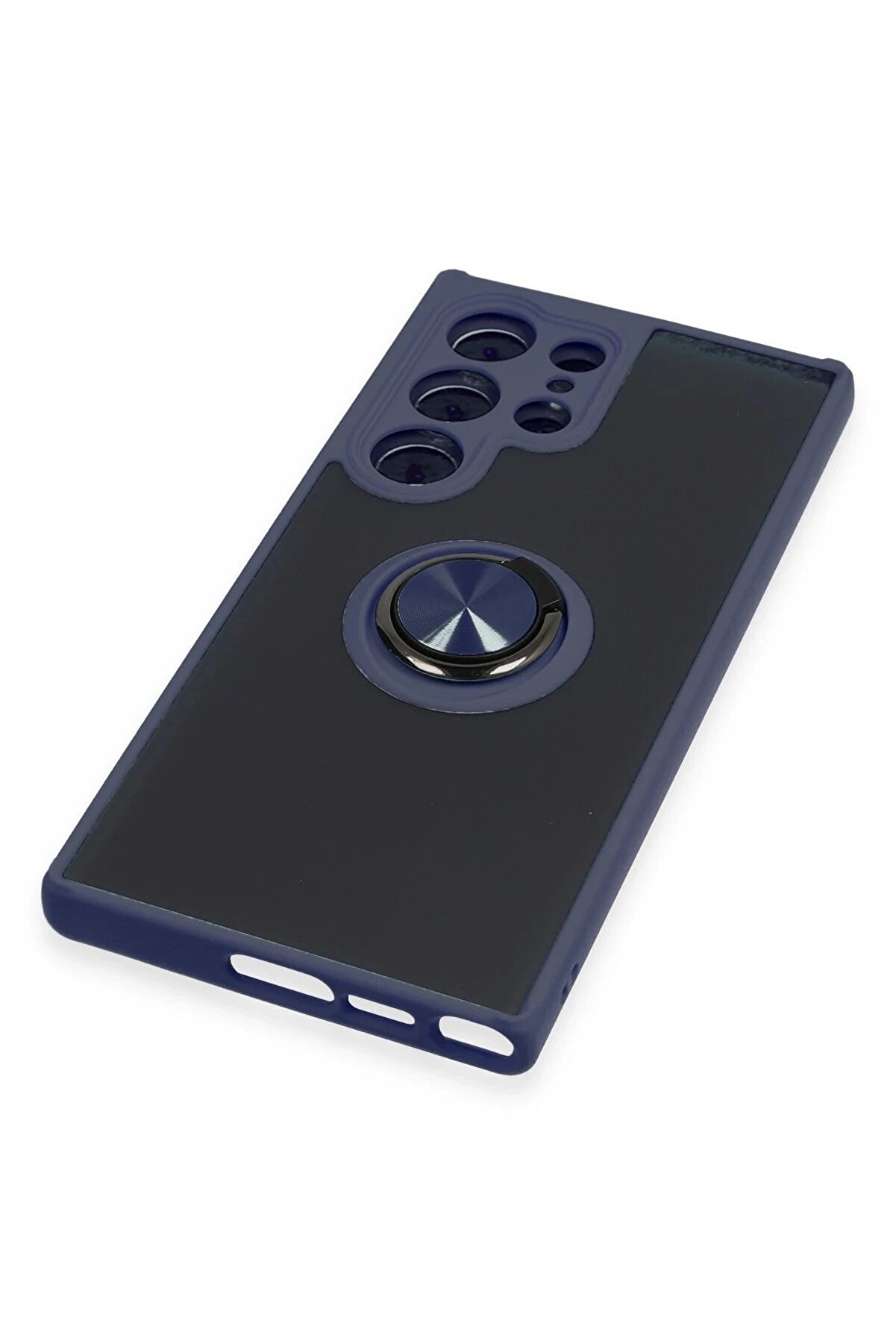 Samsung Galaxy S23 Ultra Kılıf Montreal Yüzüklü Si̇li̇kon Kapak - Laci̇vert - Dropx3356-4324