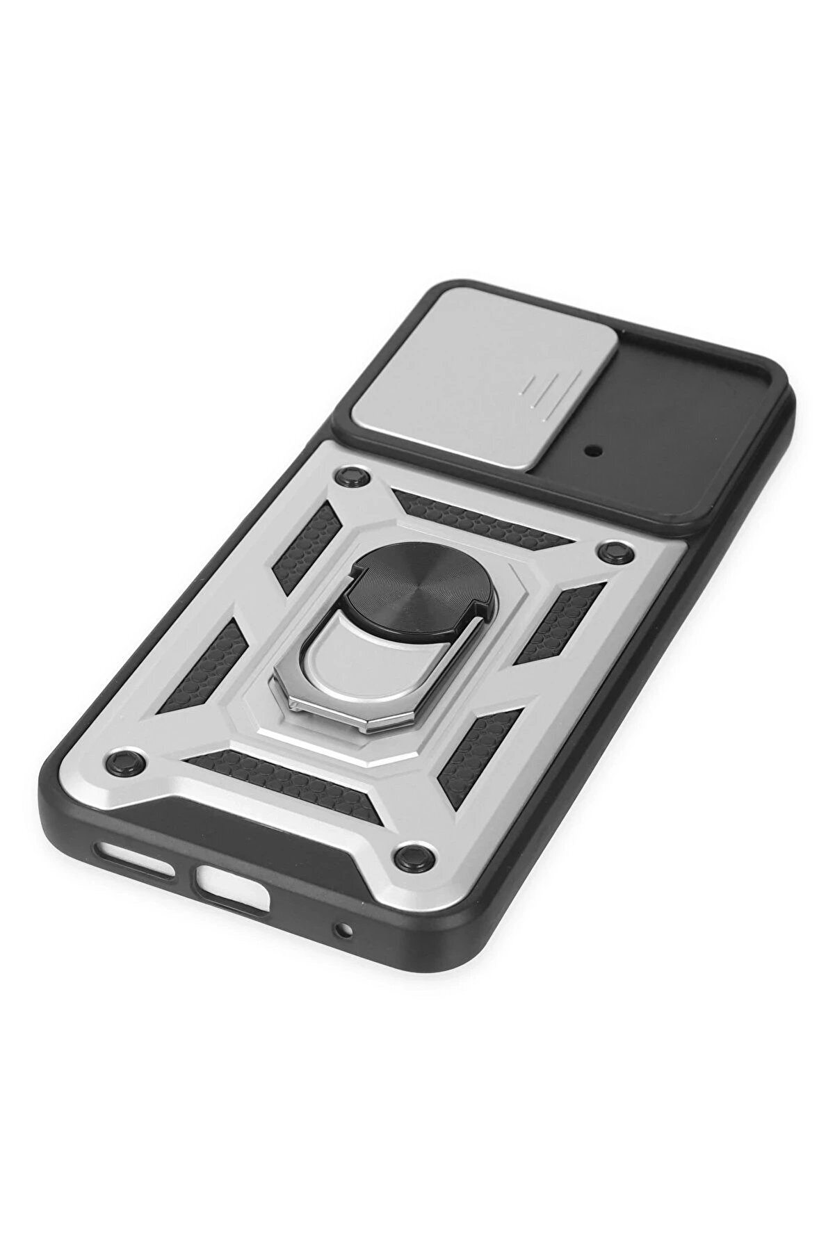 Xi̇aomi̇ Poco M4 Pro 4G Kılıf Pars Lens Yüzüklü Si̇li̇kon - Gümüş - Dropx4391-3958