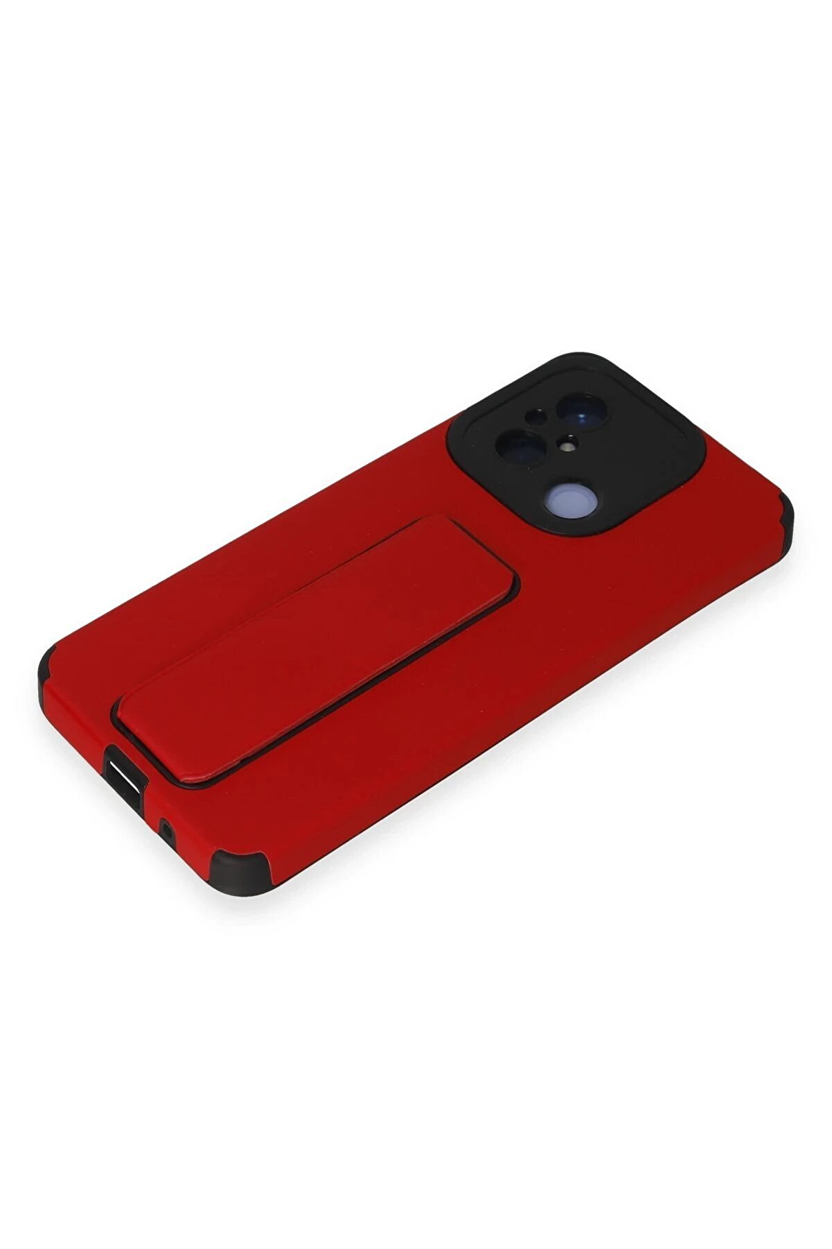 Xi̇aomi̇ Redmi̇ 12C Kılıf Mega Standlı Si̇li̇kon - Kırmızı - Dropx3234-6134