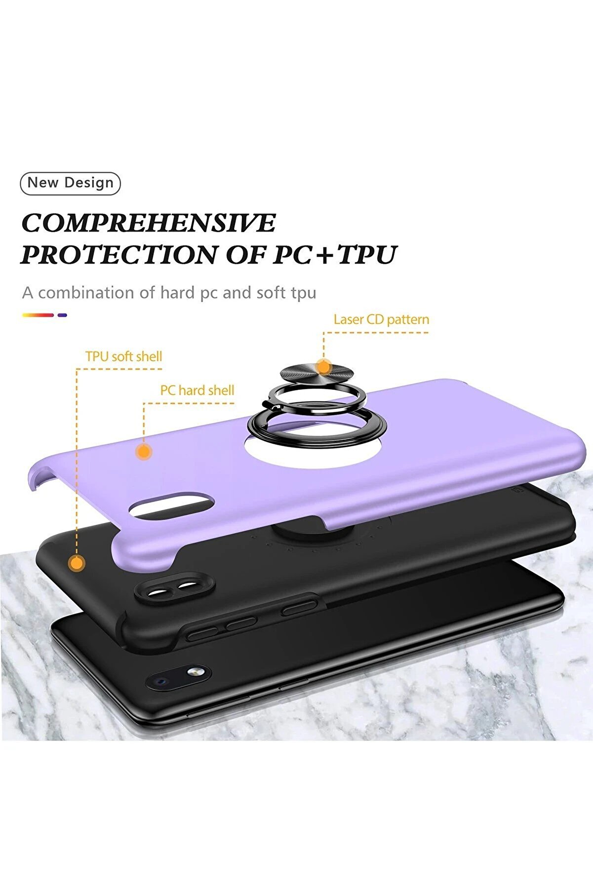 Samsung Galaxy A01 Core Kılıf Eli̇t Y&uuml;z&uuml;kl&uuml; Kapak - Mor - Dropx8375-9279