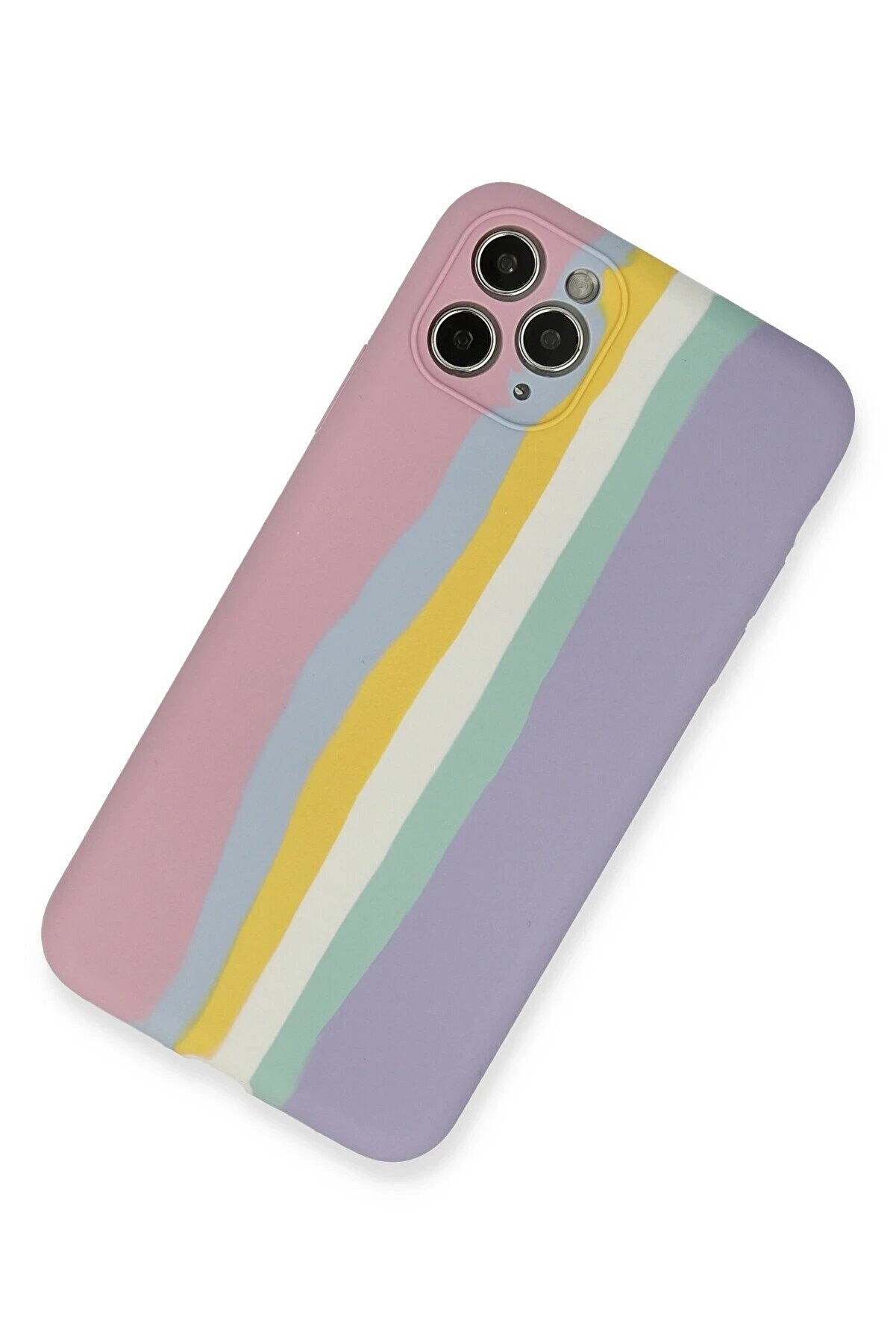 İphone 11 Pro Kılıf Ebruli̇ Lansman Si̇li̇kon - Pembe-Li̇la - Dropx9518-2931