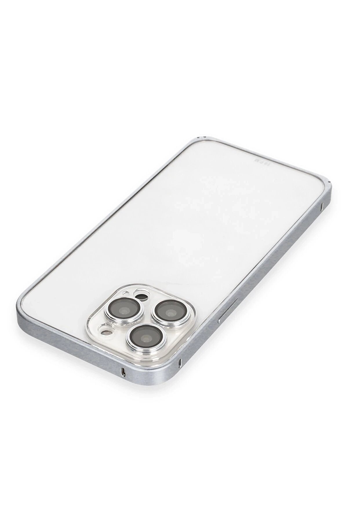 İphone 15 Pro Metal Bumper Mat Kapak - Gri̇ - Dropx6058-7081