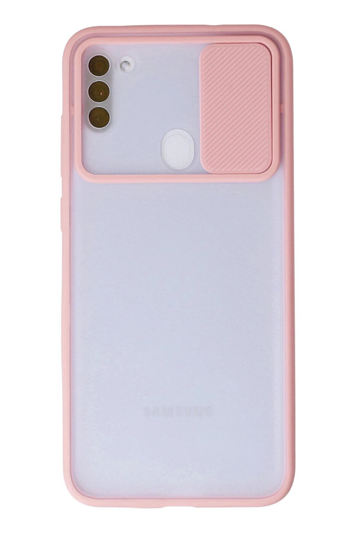 Samsung Galaxy A11 Kılıf Palm Buzlu Kamera S&uuml;rg&uuml;l&uuml; Si̇li̇kon - Pembe - Dropx7035-8065