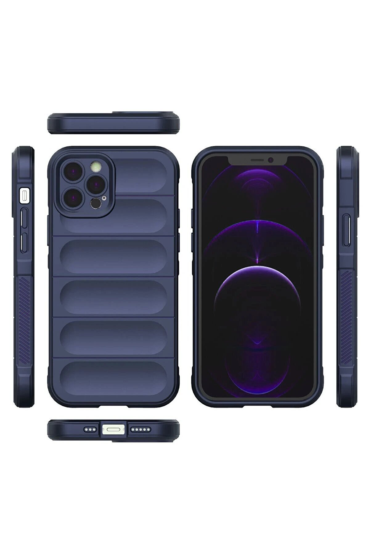 İphone 12 Pro Kılıf Opti̇mum Si̇li̇kon - Laci̇vert - Dropx3240-2366