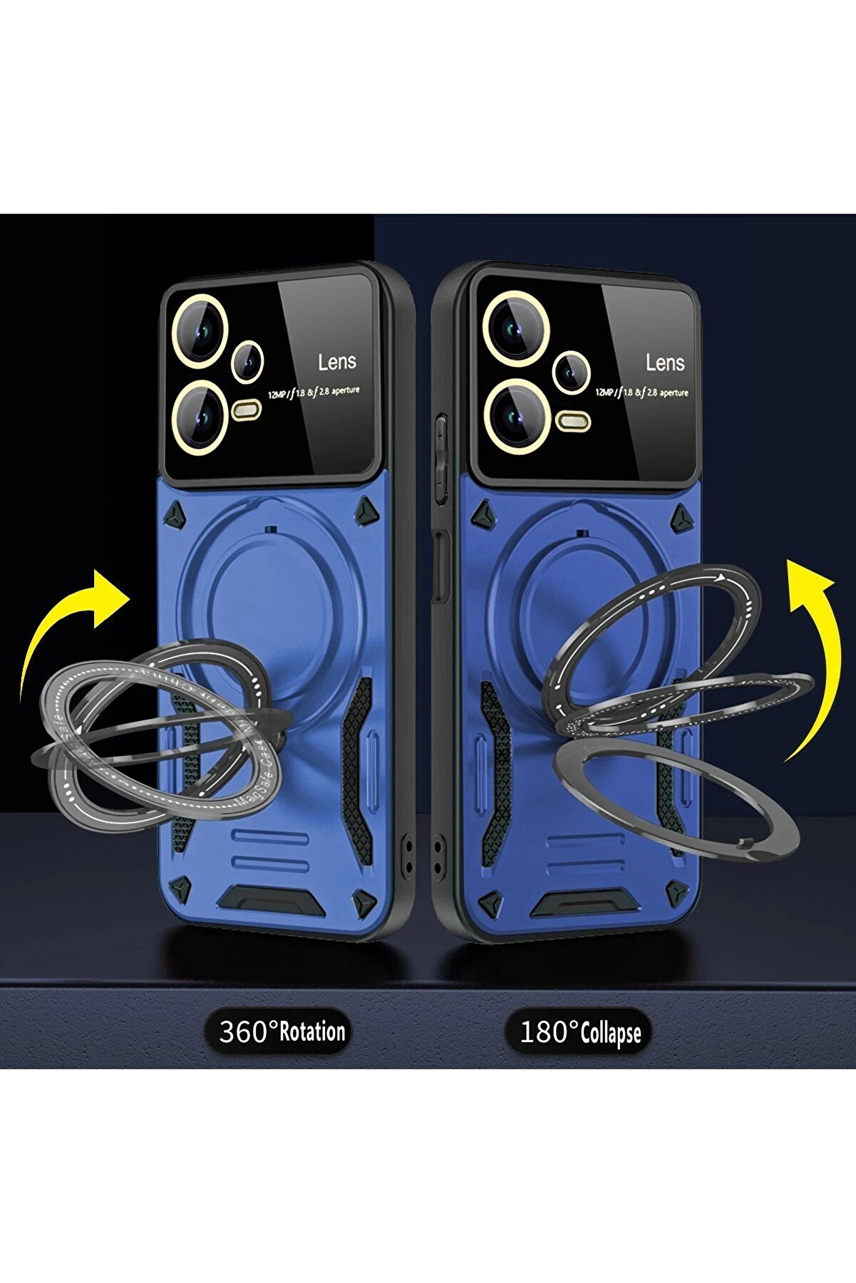 Xi̇aomi̇ Redmi̇ Note 12 Pro 5G Kılıf Joy Lens Standlı Kapak - Mor - Dropx2181-6385