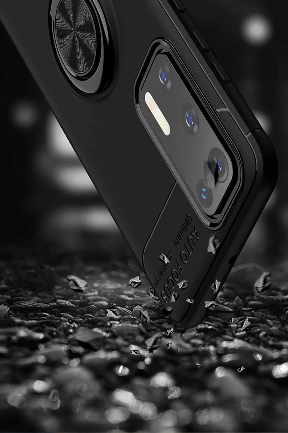 Huawei̇ P40 Kılıf Range Yüzüklü Si̇li̇kon - Si̇yah-Mavi̇ - Dropx9108-2722