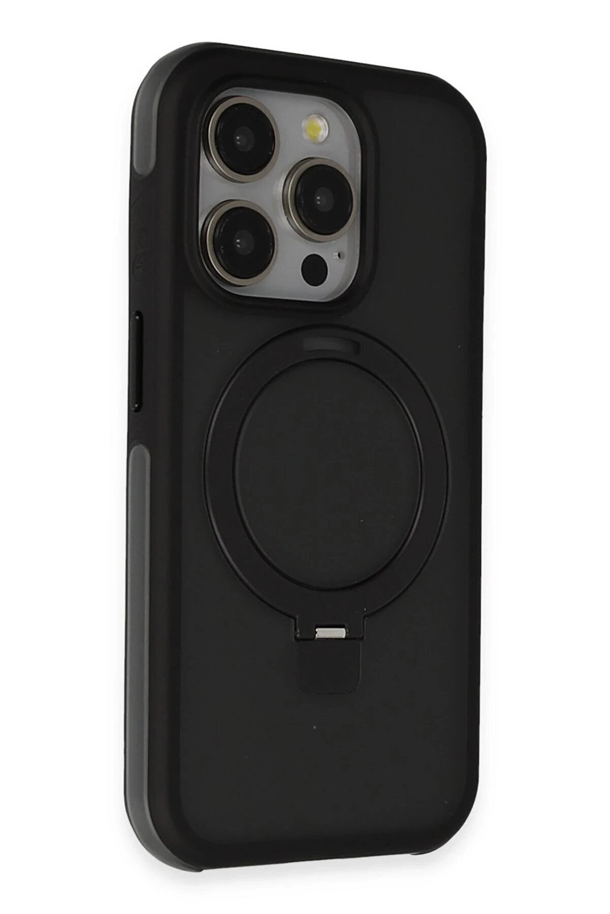 CepteToptan iPhone 15 Pro Max Zorda Airbag Magsafe Standlı Kapak - Siyah - DROPX6573-8800