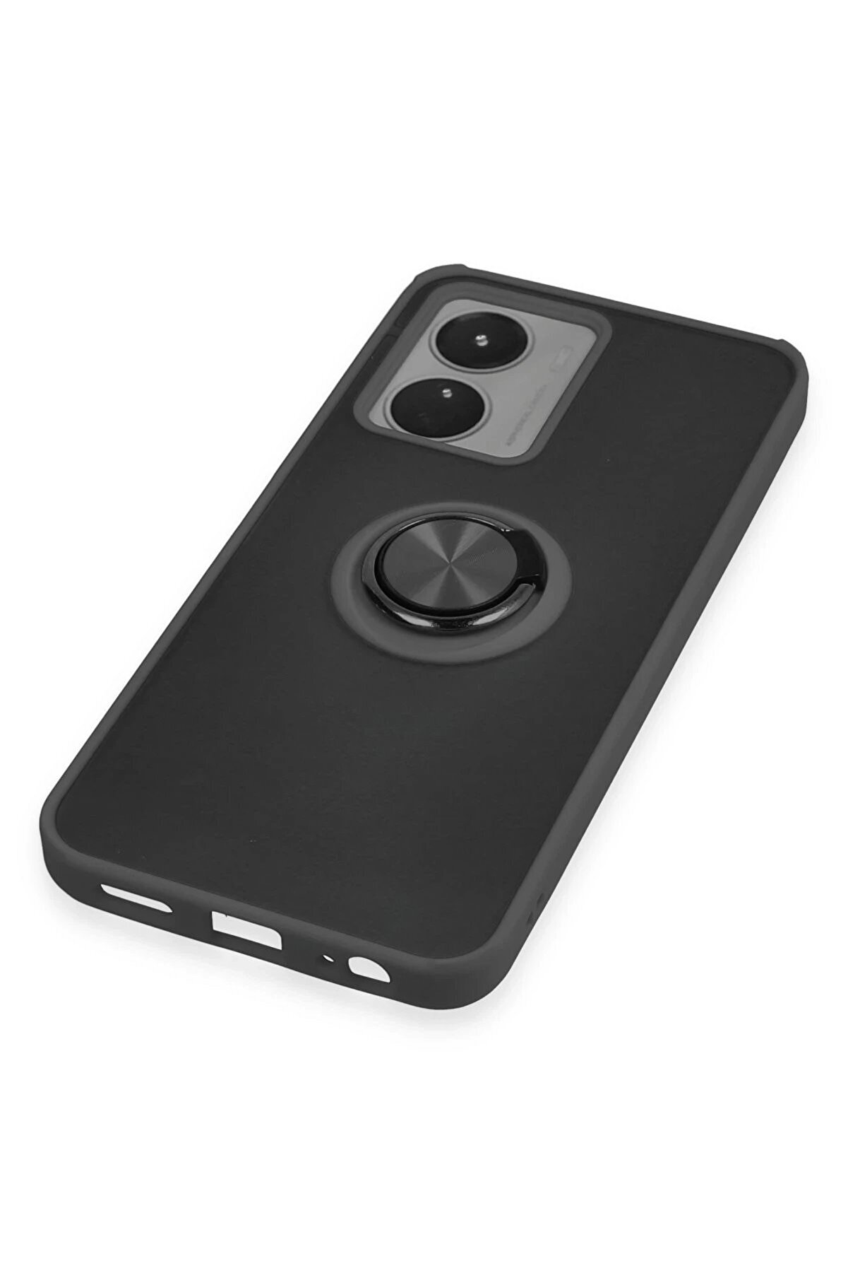 Vi̇vo Y16 Kılıf Montreal Yüzüklü Si̇li̇kon Kapak - Si̇yah - Dropx6640-1256