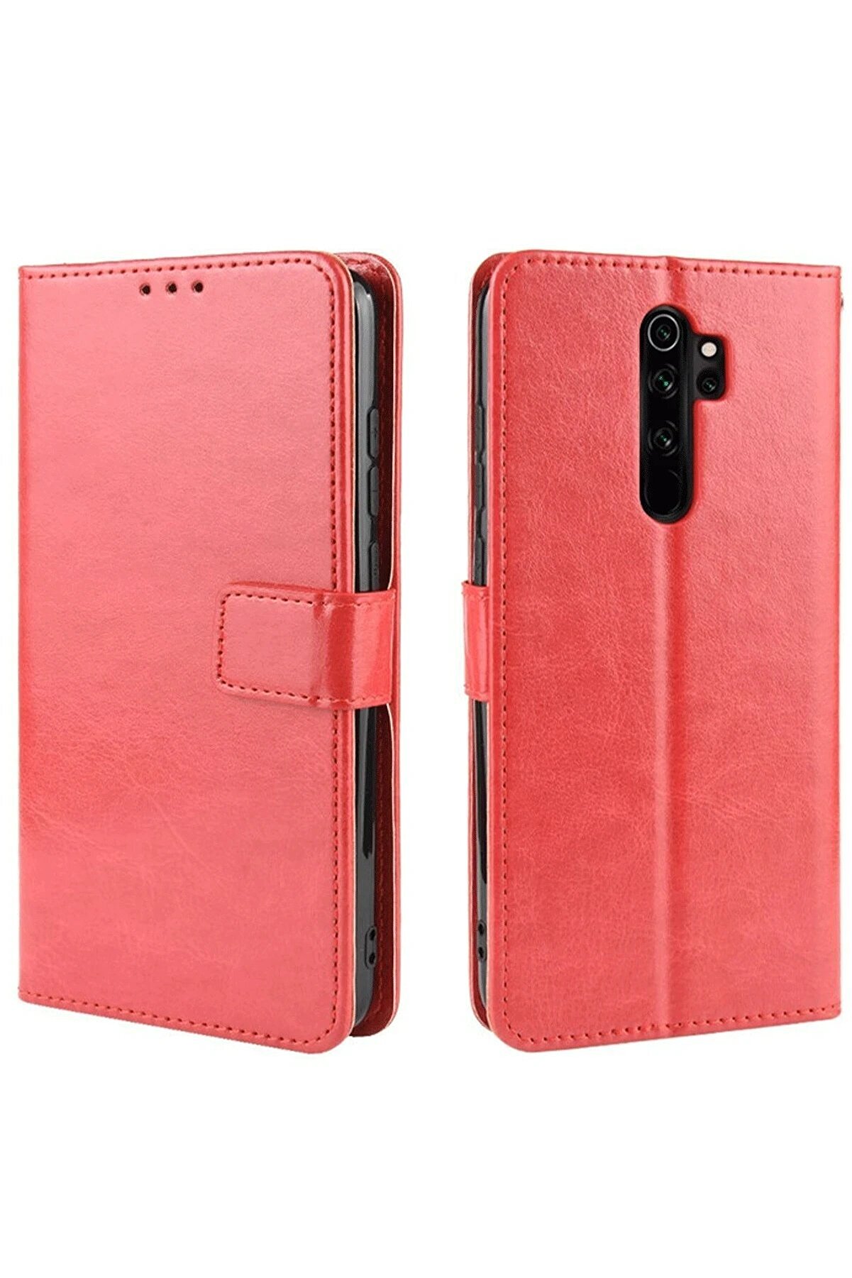 Xi̇aomi̇ Redmi̇ Note 8 Pro Kılıf Trend S Plus Kapaklı Kılıf - Kırmızı - Dropx7827-8555