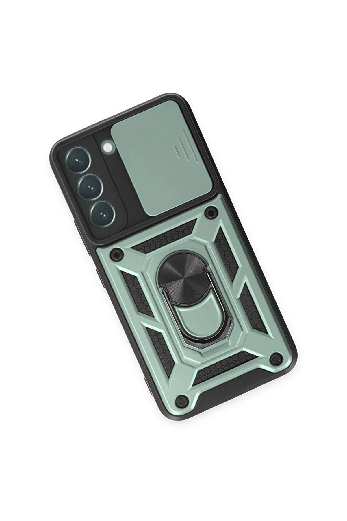 Samsung Galaxy S24 Kılıf Pars Lens Yüzüklü Si̇li̇kon - Yeşi̇l - Dropx2843-3555