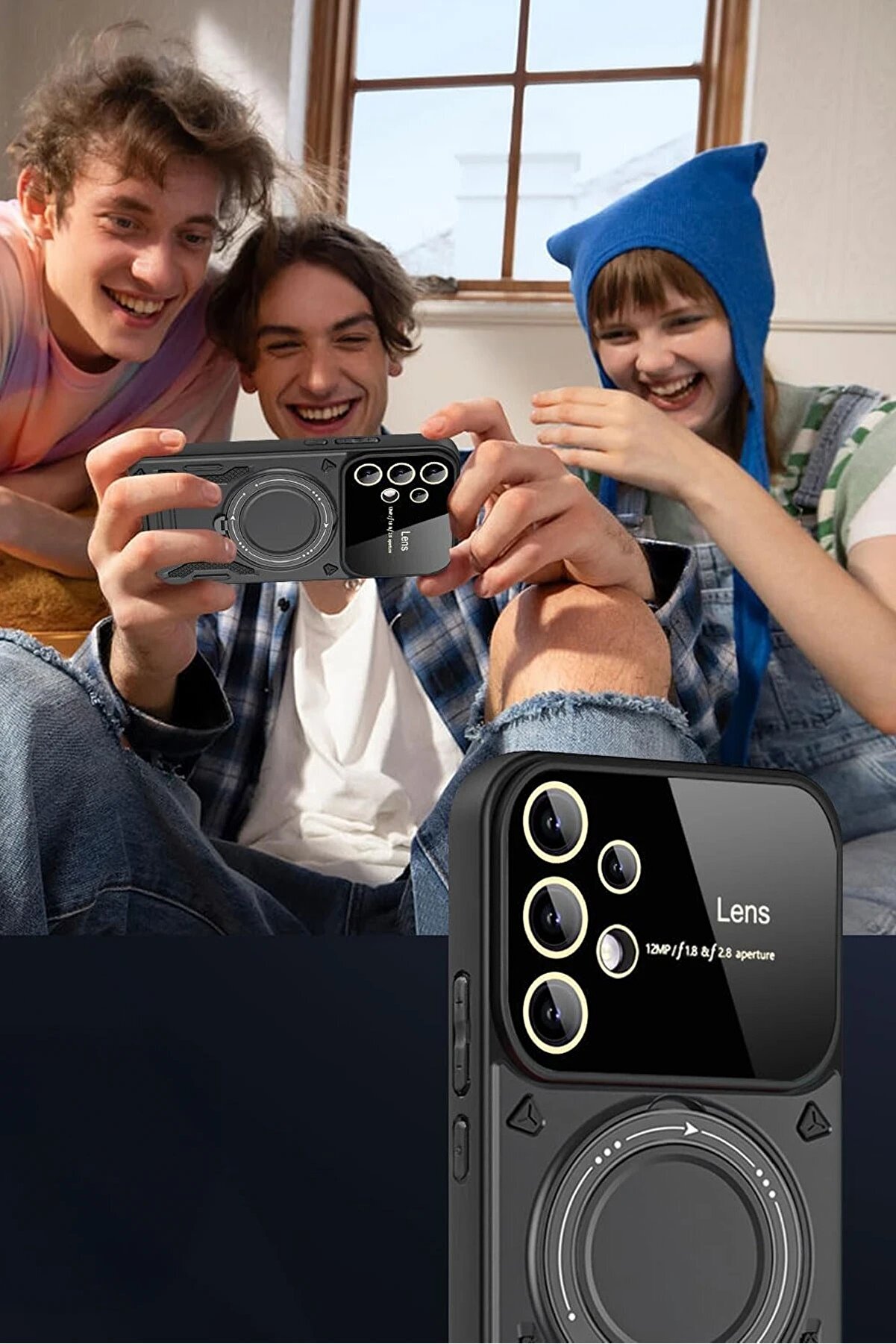 Samsung Galaxy S25 Ultra Kılıf Joy Lens Standlı Kapak - Koyu Yeşi̇l - Dropx2951-6297