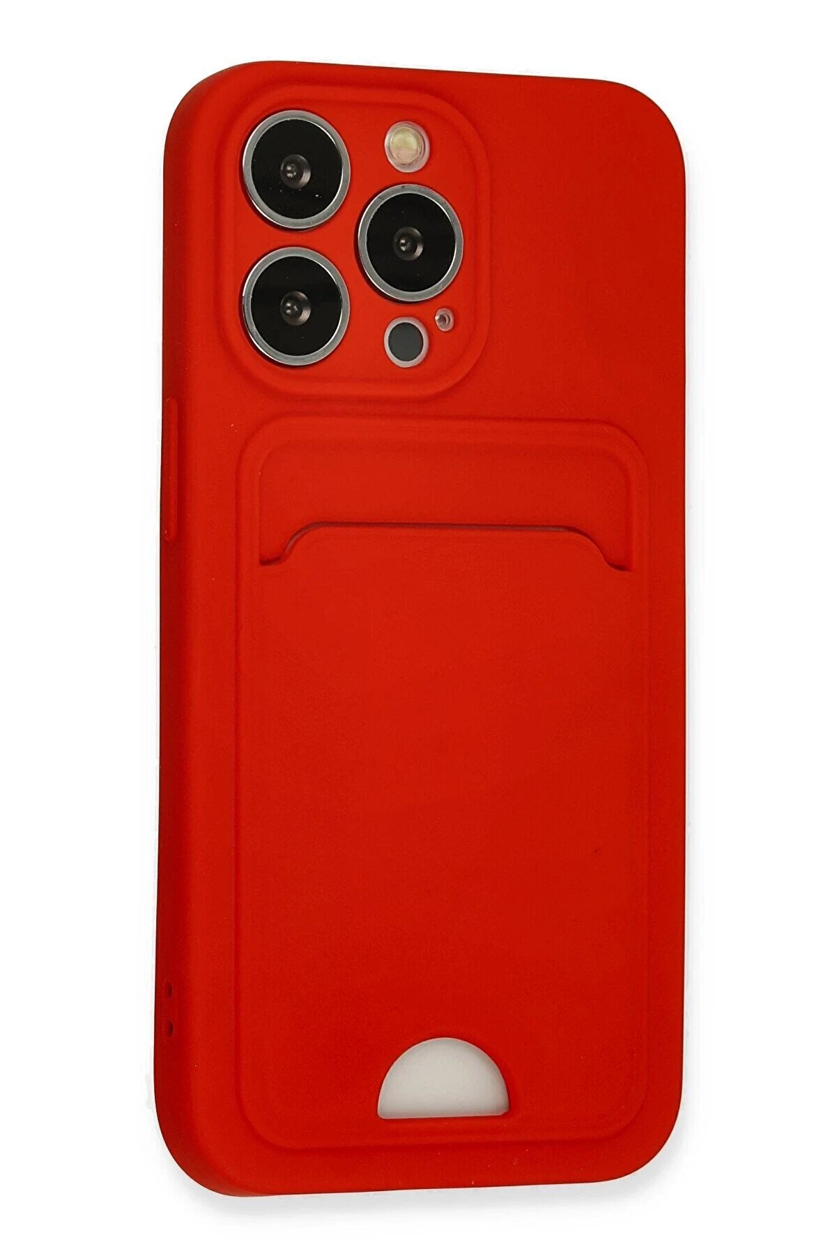 İphone 13 Pro Kılıf Kelvi̇n Kartvi̇zi̇tli̇ Si̇li̇kon - Kırmızı - Dropx7906-1983