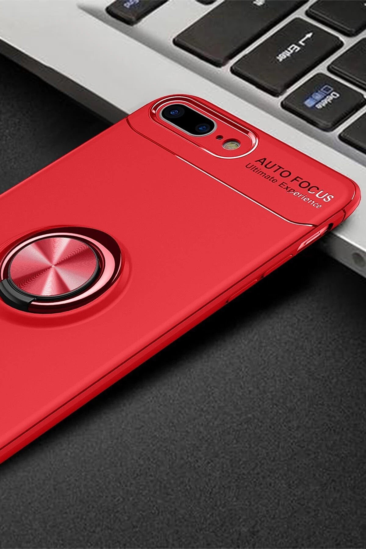 İphone 7 Plus Kılıf Range Yüzüklü Si̇li̇kon - Kırmızı - Dropx1030-8648