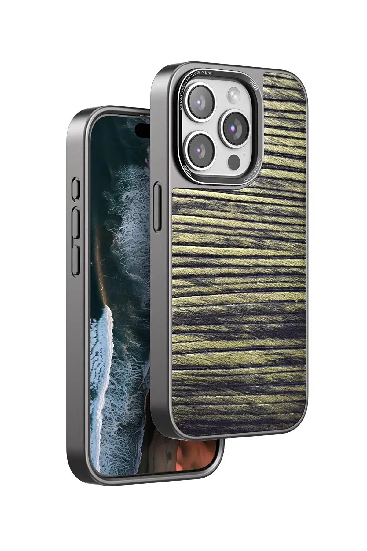 venco iPhone 15 Pro Wave Kapak - Koyu Kahve