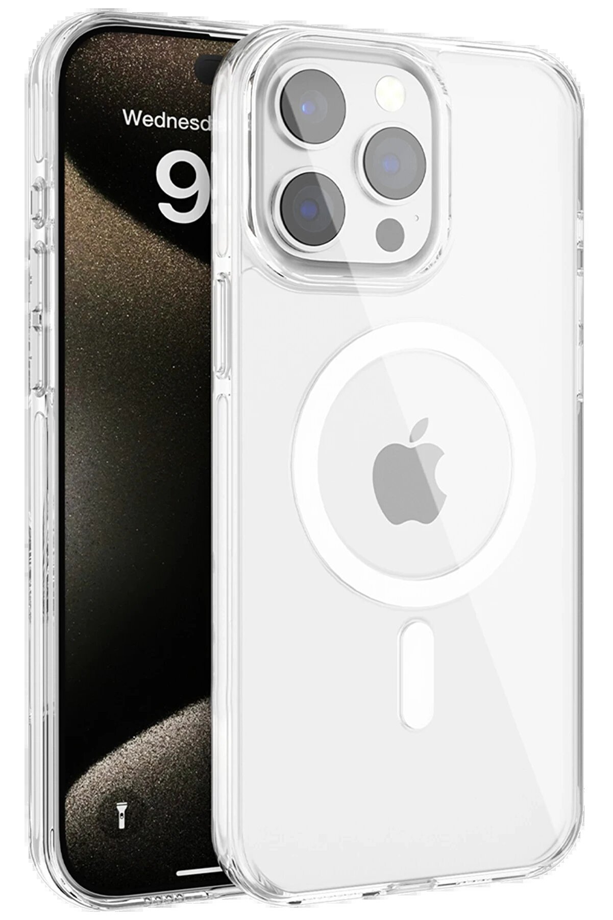 CepteToptan iPhone 15 Pro Gleam PC Sert Magsafe Kılıf - Şeffaf - DROPX3068-1864