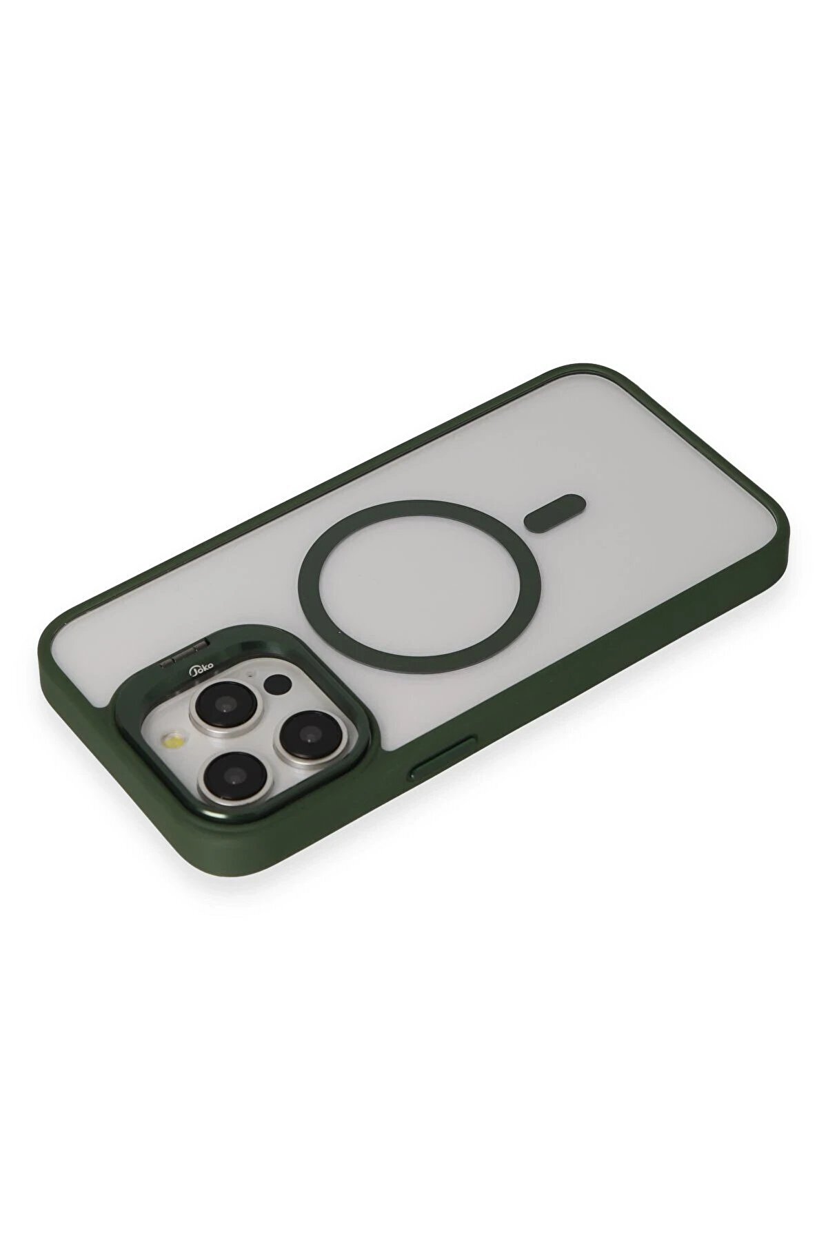 İphone 15 Pro Max Kılıf Roblox Lens Magsafe Standlı Kapak - Koyu Yeşi̇l - Dropx6556-9440