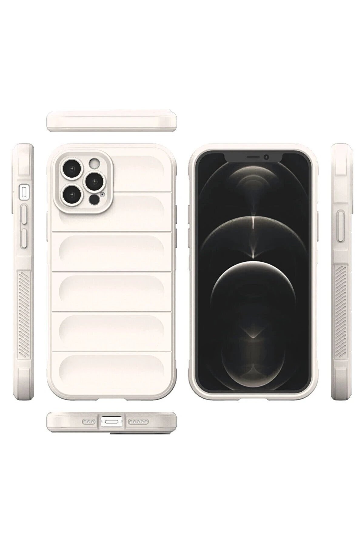 İphone 12 Pro Kılıf Opti̇mum Si̇li̇kon - Krem - Dropx7607-4520