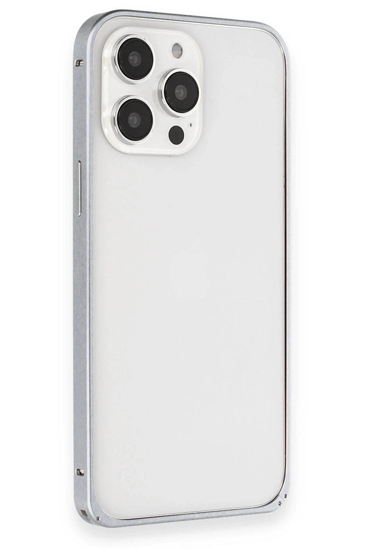 İphone 15 Pro Metal Bumper Mat Kapak - Gri̇ - Dropx6058-7081