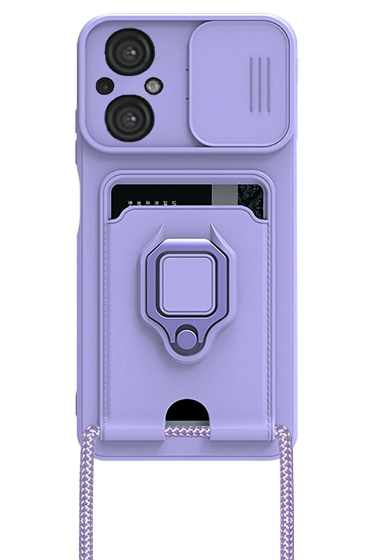 Xi̇aomi̇ Poco M5 Kılıf Zuma Kartvi̇zi̇tli̇ Y&uuml;z&uuml;kl&uuml; Si̇li̇kon - Li̇la - Dropx2800-2375