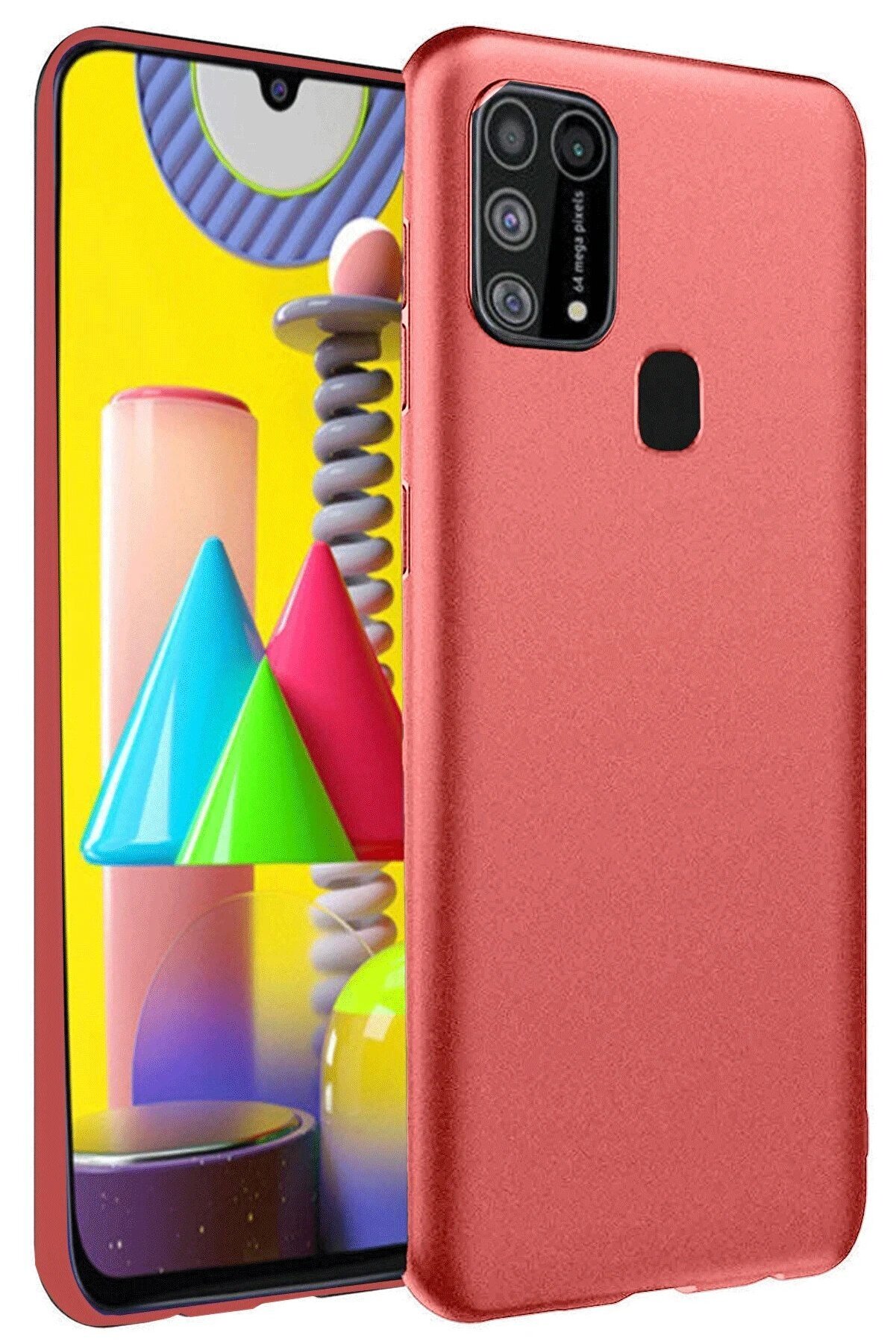 Samsung Galaxy M31 Kılıf Nano İ&ccedil;i̇ Kadi̇fe Si̇li̇kon - Ki̇remi̇t - Dropx2153-4322