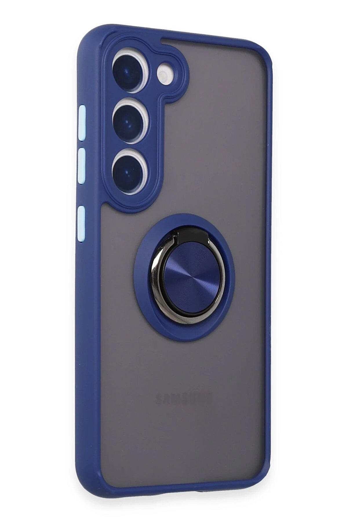 Samsung Galaxy S23 Kılıf Montreal Yüzüklü Si̇li̇kon Kapak - Laci̇vert - Dropx8187-2397